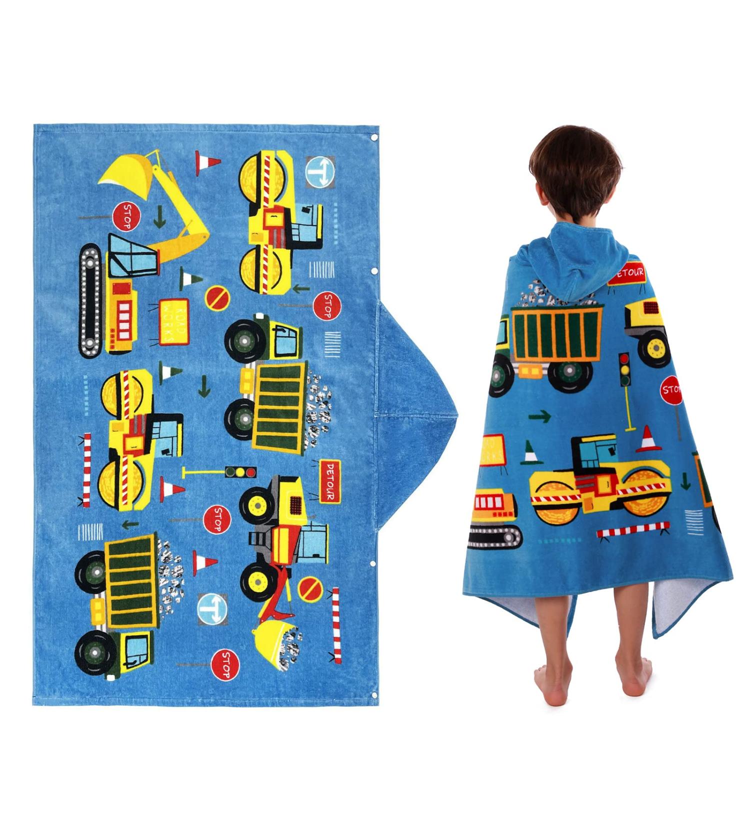 Flyish Direct 100% Cotton Bathing Poncho for Kids | Hooded Beach Towel for Boys & Girls - 127x76cm - Buy Online on GoSupps.com