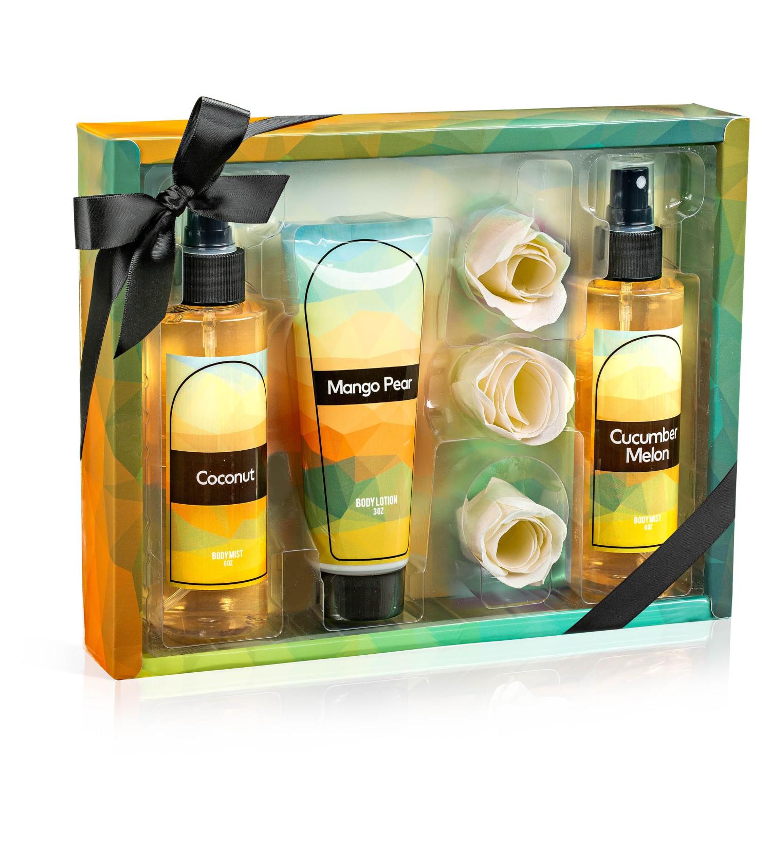 Fine Fragrance Body Mist & Body Splash Gift Set Luxury Self-Care Combo for Women and Girls (Coconut Cucumber Mango Pear Rose Soap) Valentines Gift for Women Coconut Cucumber Mango Pear 6-piece - Buy Online on GoSupps.com