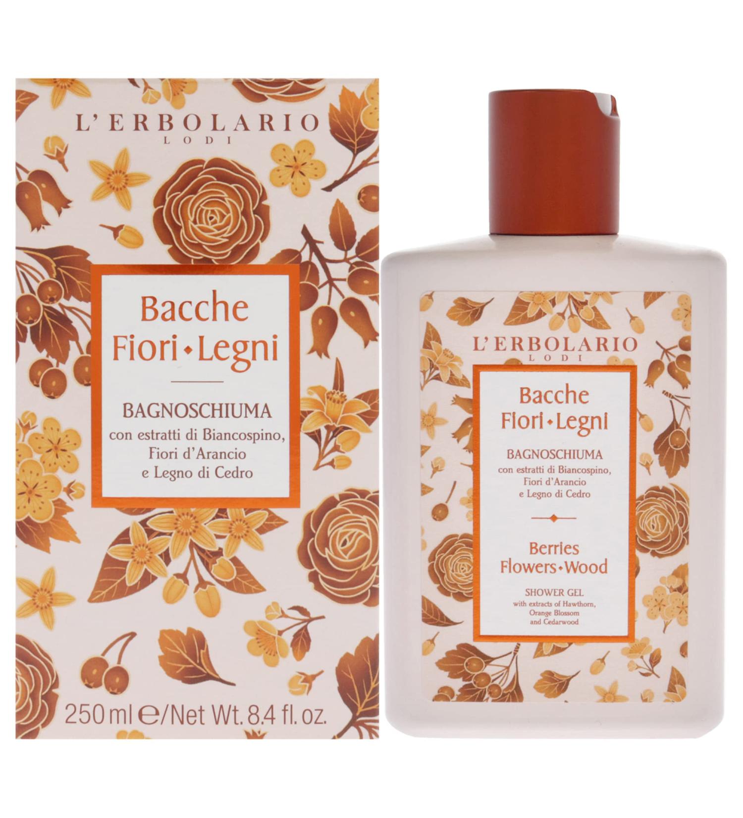 L'Erbolario Berries Flowers Wood Shower Gel - Refreshing & Perfumed Body Wash - Gently Cleanses & Invigorates Skin - 8.4 oz - Buy Online on GoSupps.com