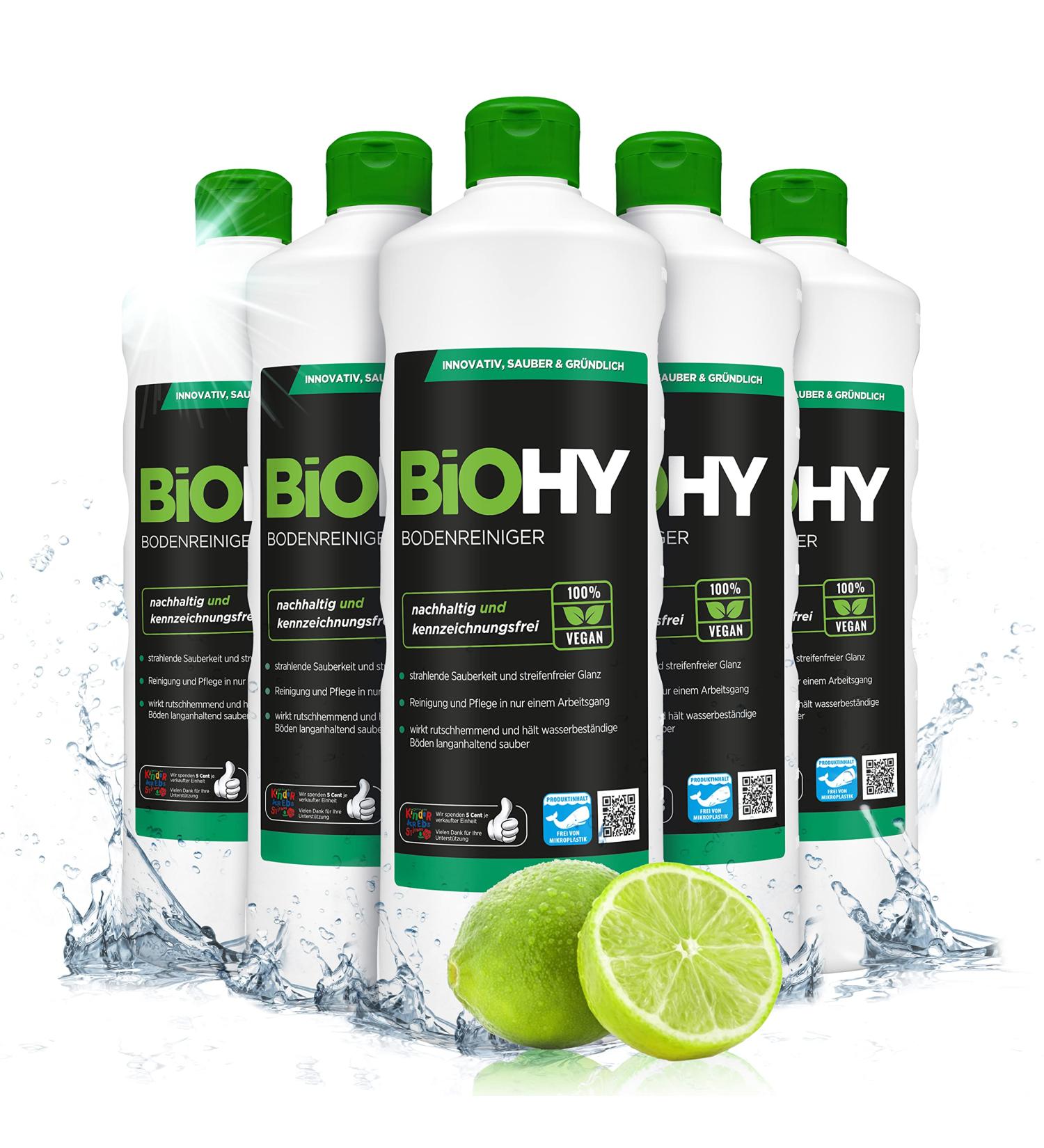Buy Biohy Floor Cleaner (6 x 1L) | Streak-Free Concentrated Formula for All Hard Floors | Ideal for Laminate PVC & Stone | Pleasant Scent | Organic Cleaning Solution - Buy Online on GoSupps.com
