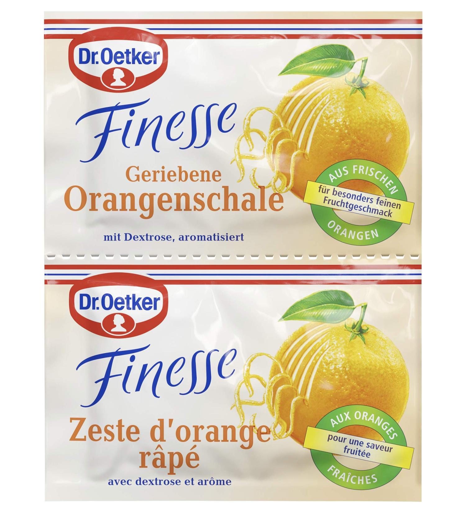 Dr.Oetker Finesse Grated Orange Peel - 3 Pack (18g) | Enhance Desserts & Cakes | Vegan Fruit Flavor - Buy Online on GoSupps.com