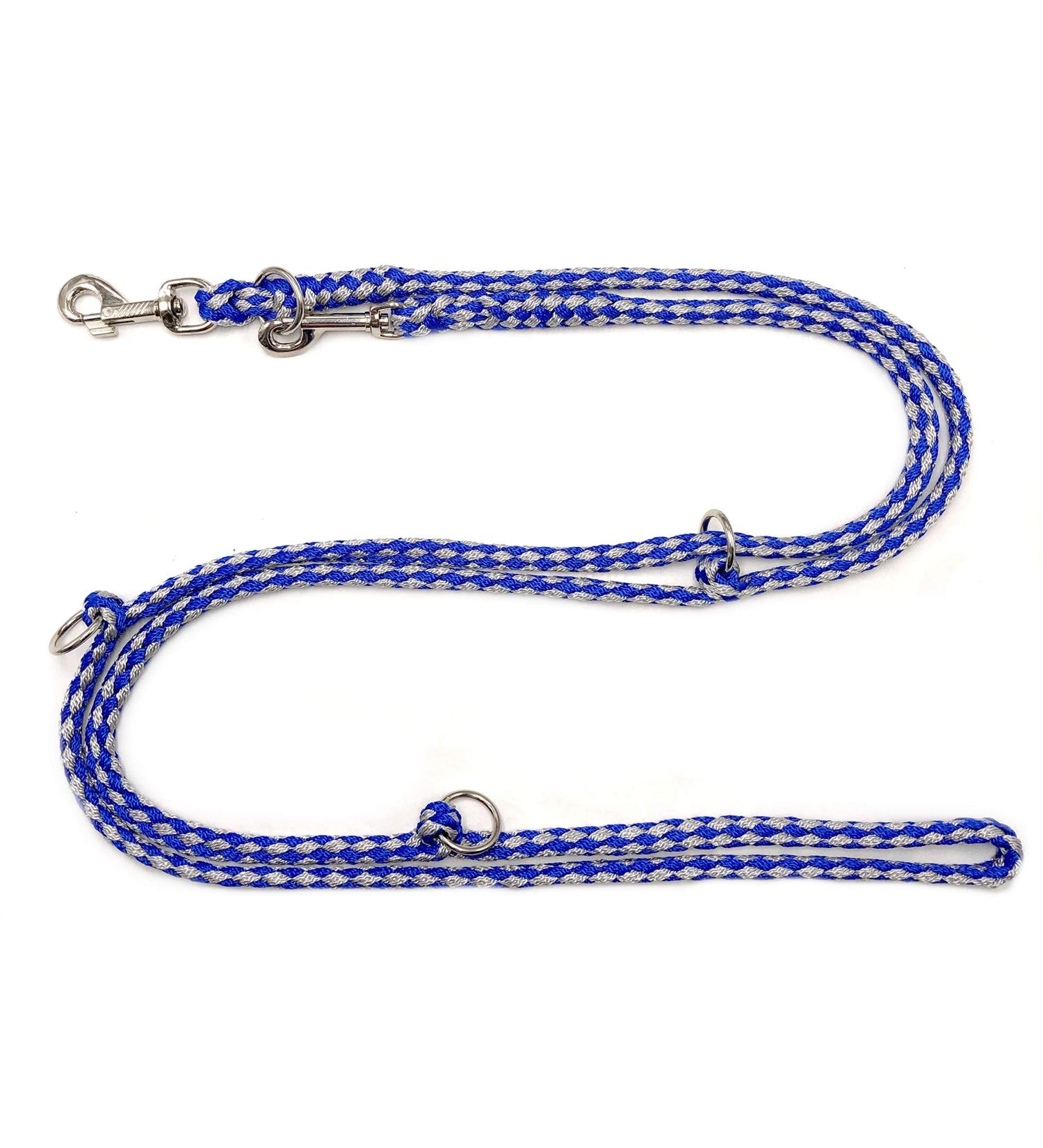 Dogeline Double Leash Practice Leash for medium dogs up to 45 kg over 39 colors very stable (3.50 m Fellbach) 3.50 m blue-gray