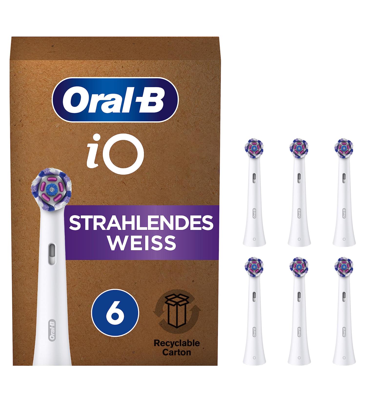 Oral-B iO Radiant White Brush Heads (6 Pack) - Best Tooth Cleaning Attachments for Electric Toothbrush - Mailbox-Compatible Packaging - Buy Online on GoSupps.com