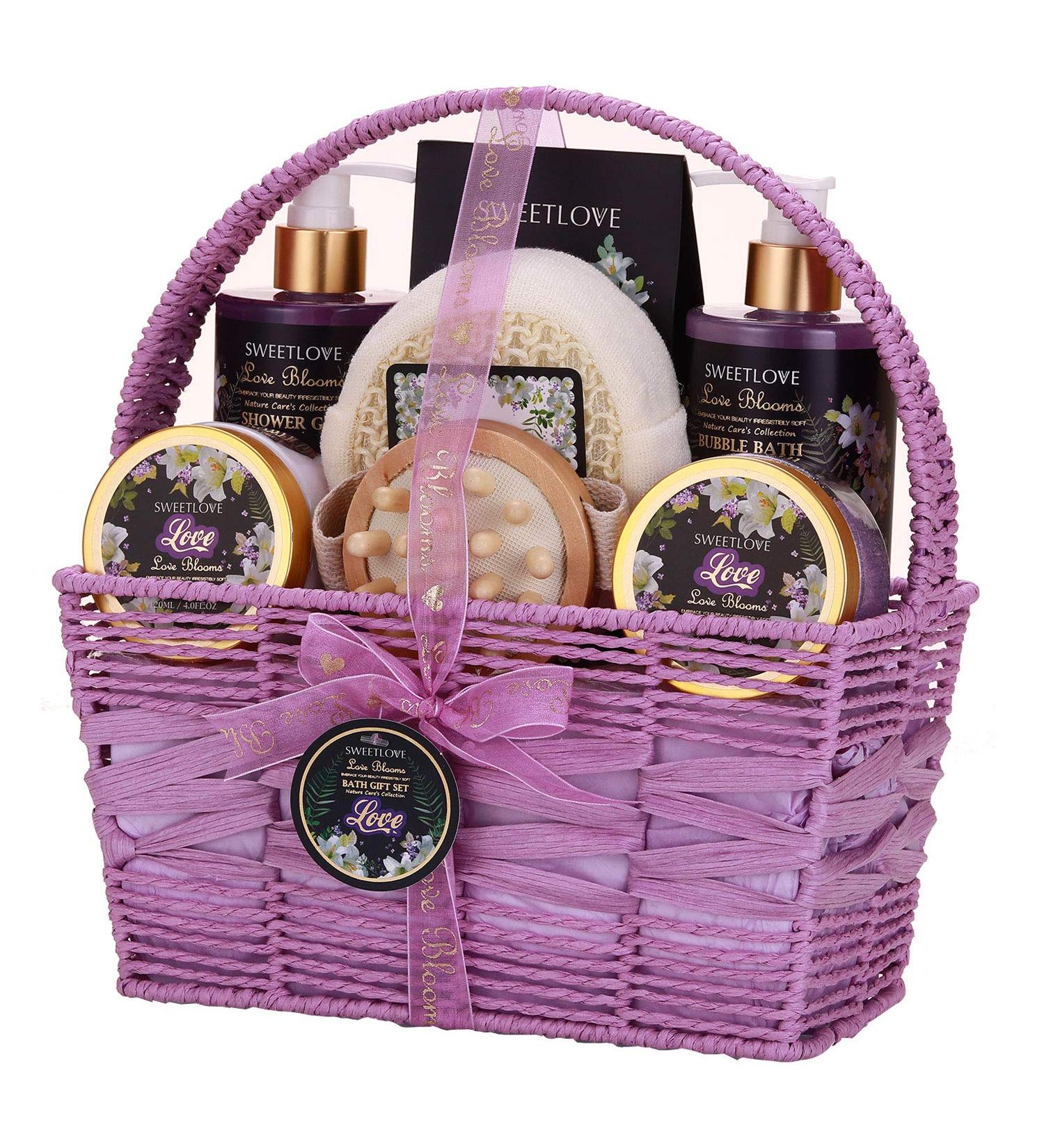Luxury Lily & Lilac Spa Gift Basket for Women - 8 Piece Bath and Body Set for Mother's Day, Birthday, Christmas - Buy Online on GoSupps.com