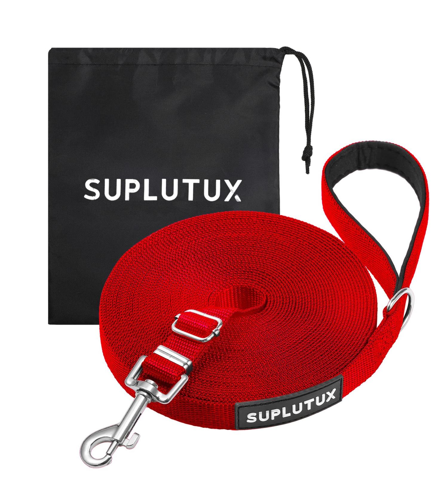 Suplutux 3M Dog Drag Line Leash with Storage Bags - Durable Training Line for Large & Small Dogs D-Carabiner & Grip Pad (Red) - Buy Online on GoSupps.com