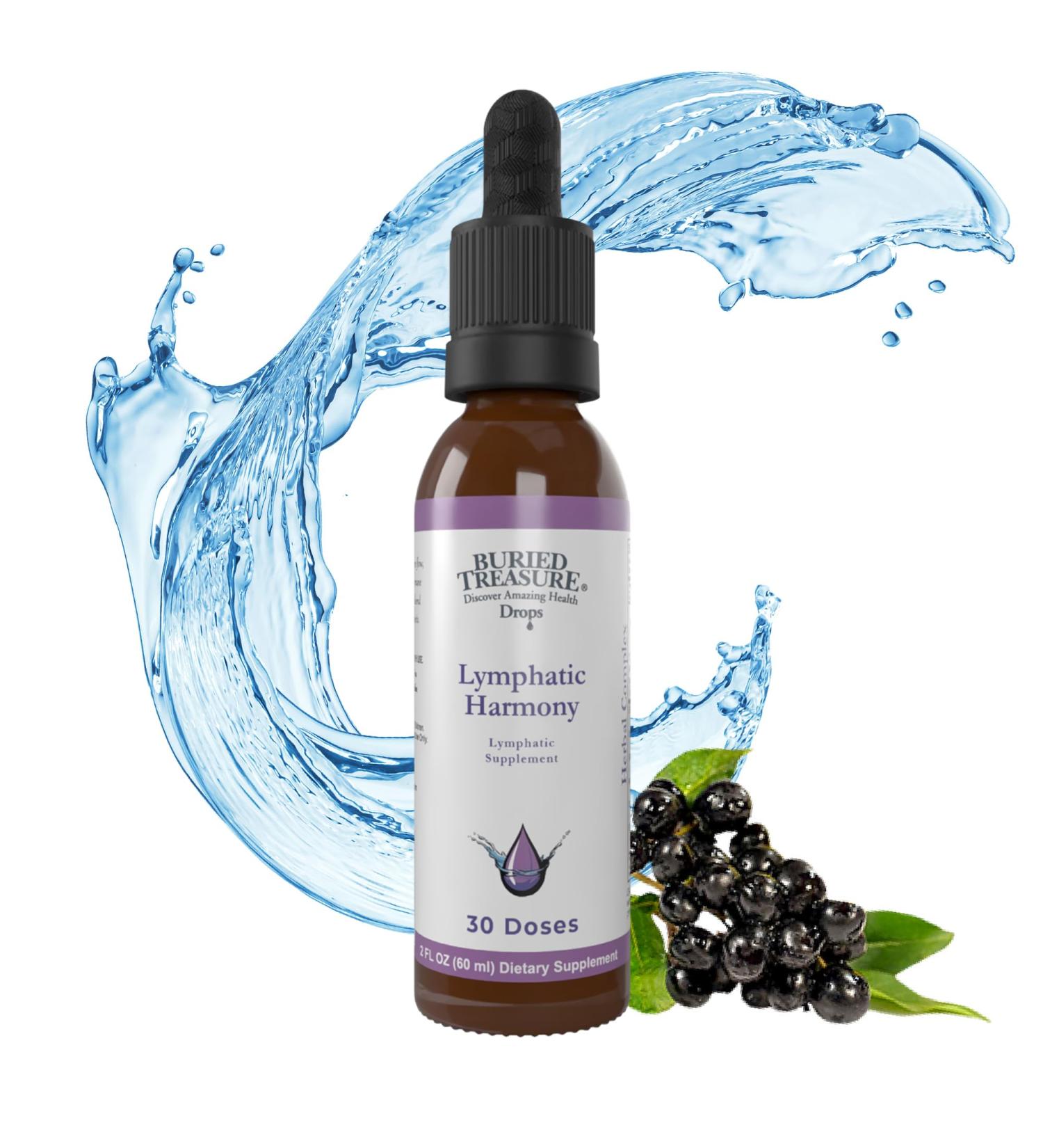 Buried Treasure Lymphatic Harmony Drops - 2oz, 30 Servings, Lymphatic Supplement with Cleavers, Burdock, Echinacea, and Astragalus - Buy Online on GoSupps.com