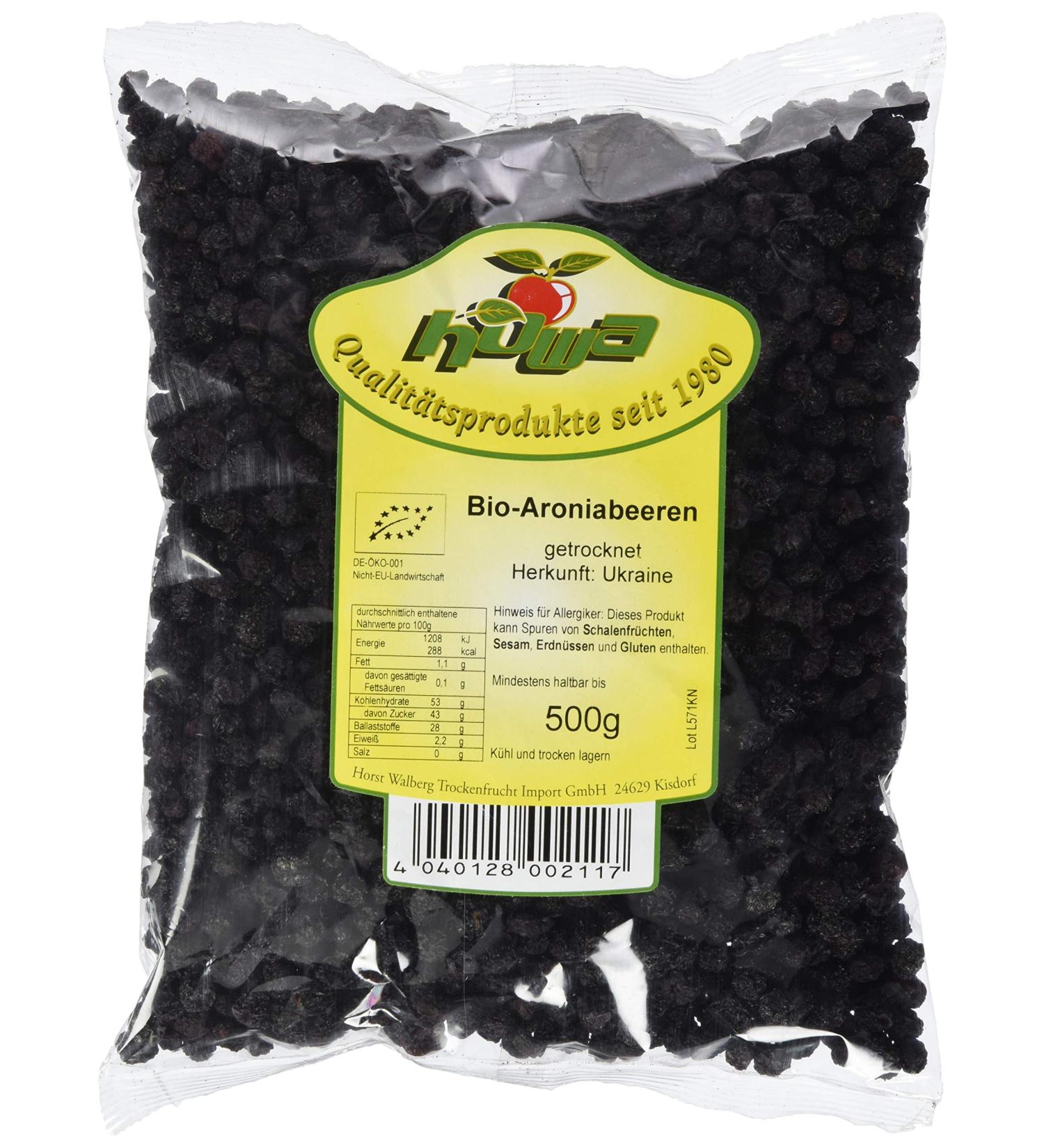 Buy HOWA Organic Aronia Berries 500g - Superfood for Health | Fast International Shipping - Buy Online on GoSupps.com
