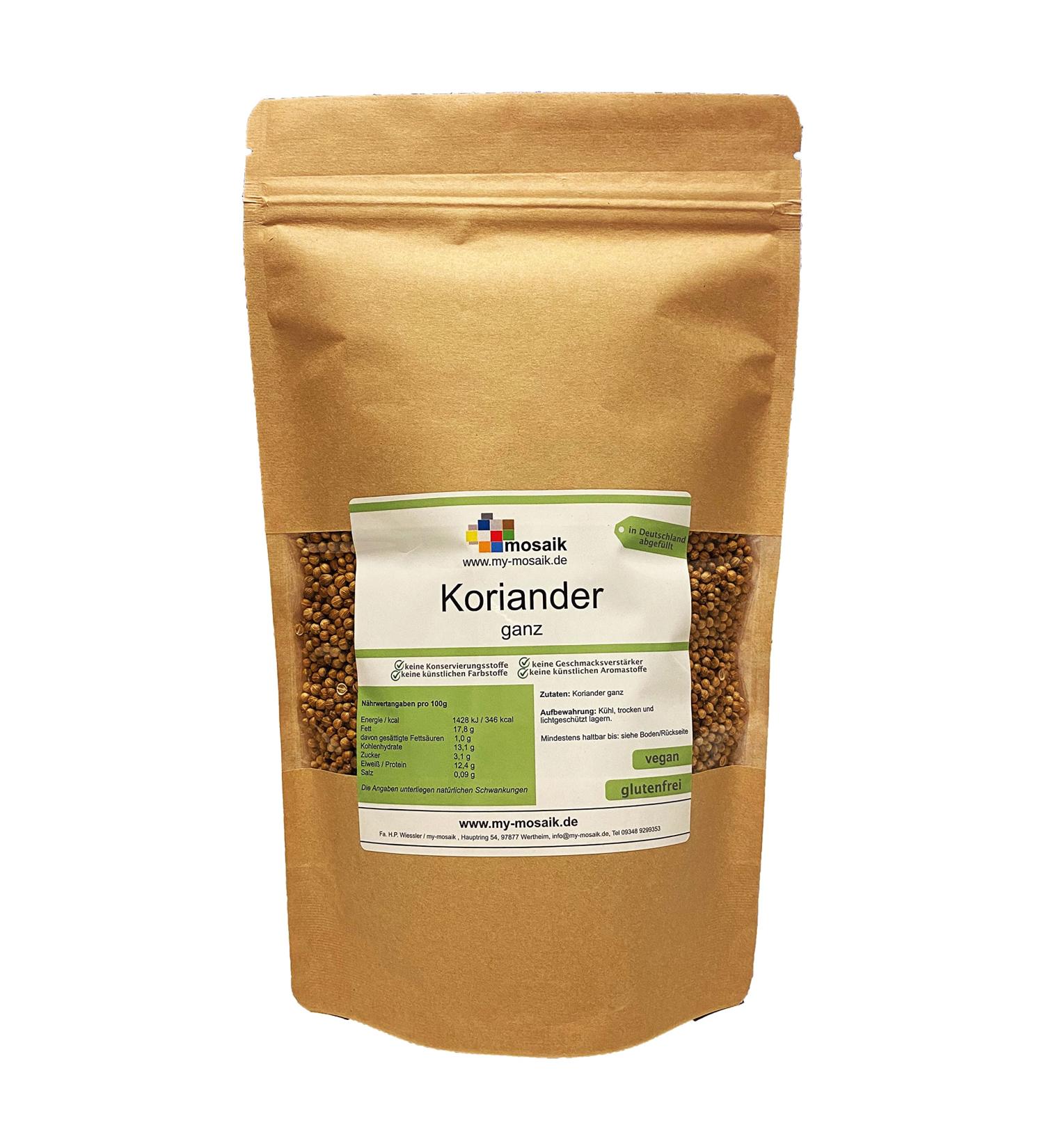 Coriander whole 100% natural without additives from my-mosaik (1000) 1000.0 grams