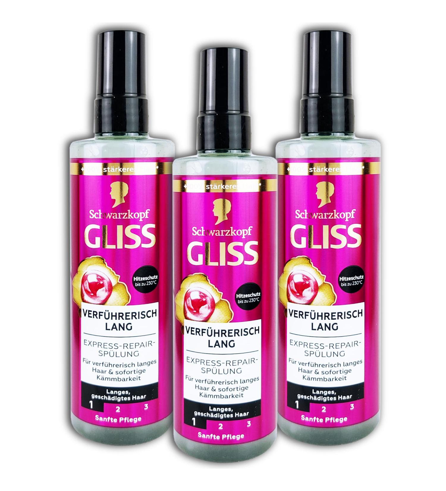 Gliss Gliss Set of 3 Long & Seductive Repairing Conditioners 3 x 200 ml