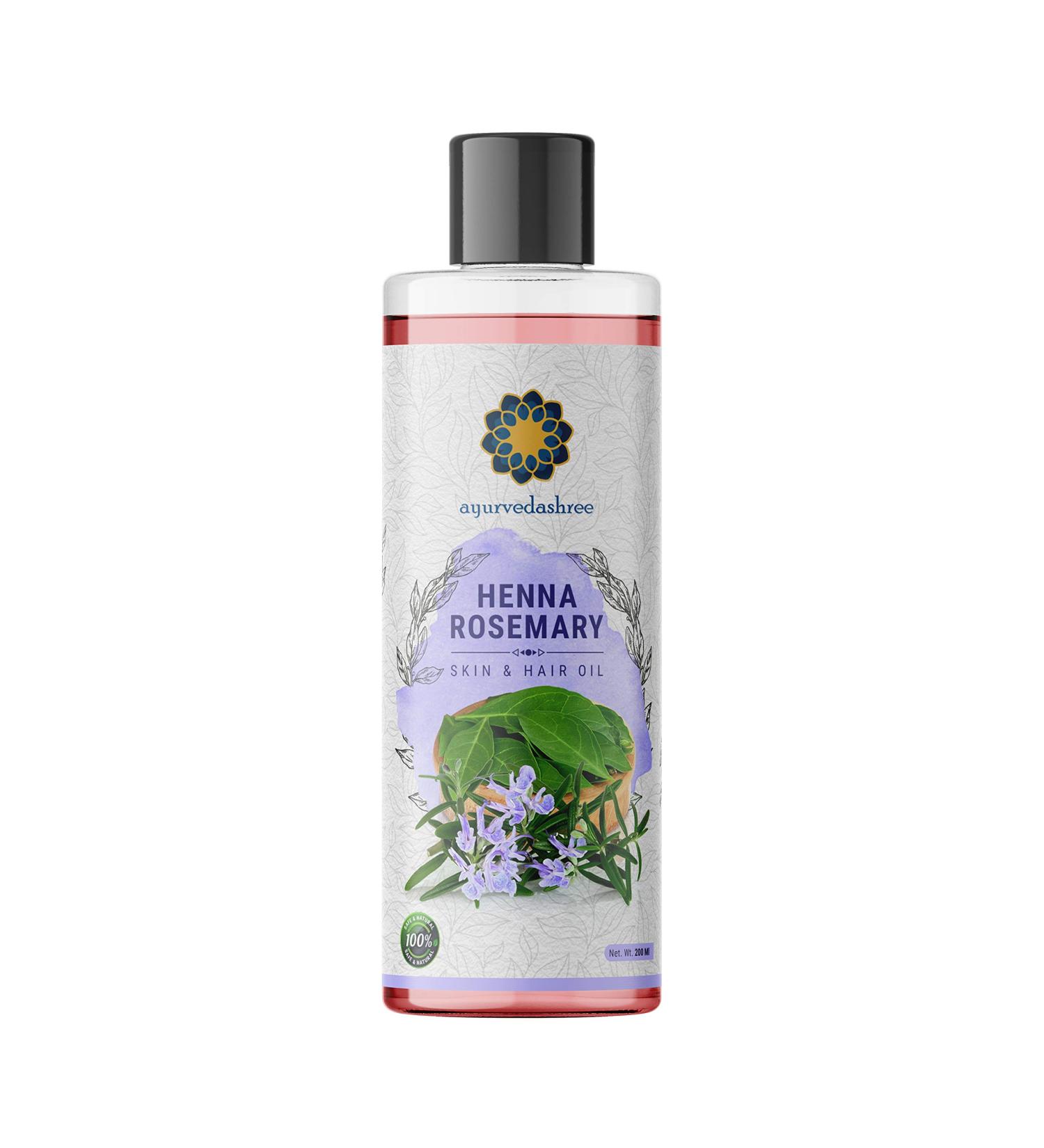 AYURVEDASHREE Henna Rosemary Hair Oil 200 ml - Neem, Shikakai, Bhringraj, Amla, Brahmi, Sesame, Olive & Sunflower Oils - Buy Online on GoSupps.com