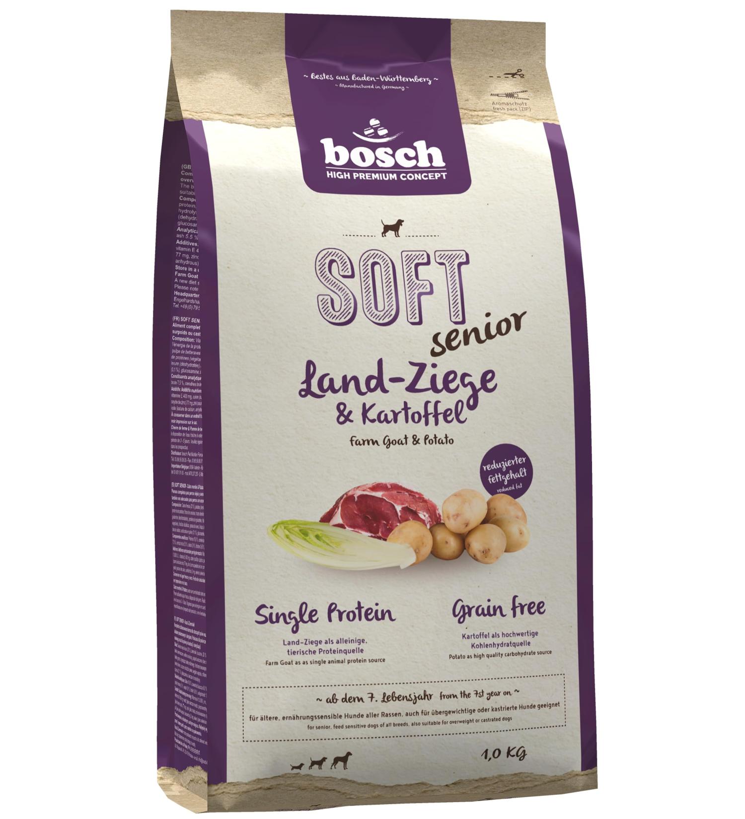 Buy Bosch HPC Soft Senior Goat & Potato - Grain-Free Half-Moist Dog Food for Older Dogs - 1 kg Pack - Single Protein All Breeds - International Shipping - Buy Online on GoSupps.com