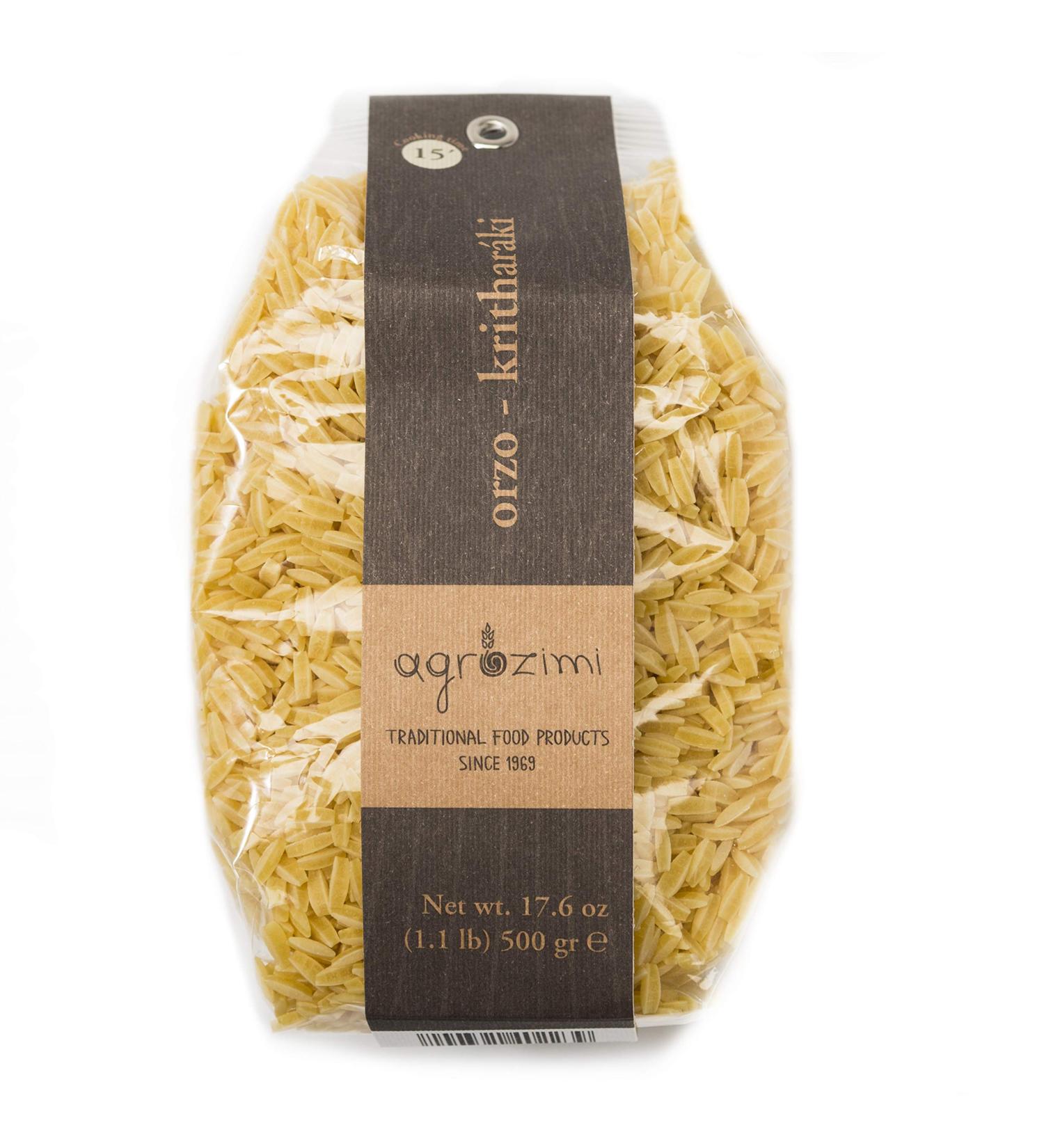 Agrozimi Traditional Greek Orzo Pasta 500g - Bronze Die-Cut, Air-Dried Egg & Milk - 17.6 oz - Buy Online on GoSupps.com
