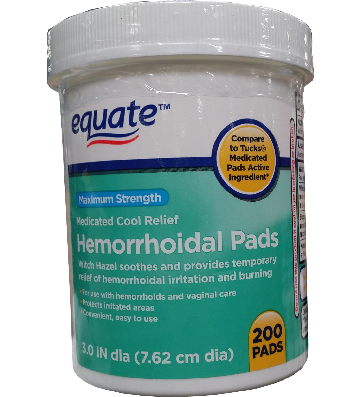 200ct Equate Hemorrhoidal Pads: Medicated Cool Relief with Witch Hazel - Compare to Tucks Pads - Buy Online on GoSupps.com