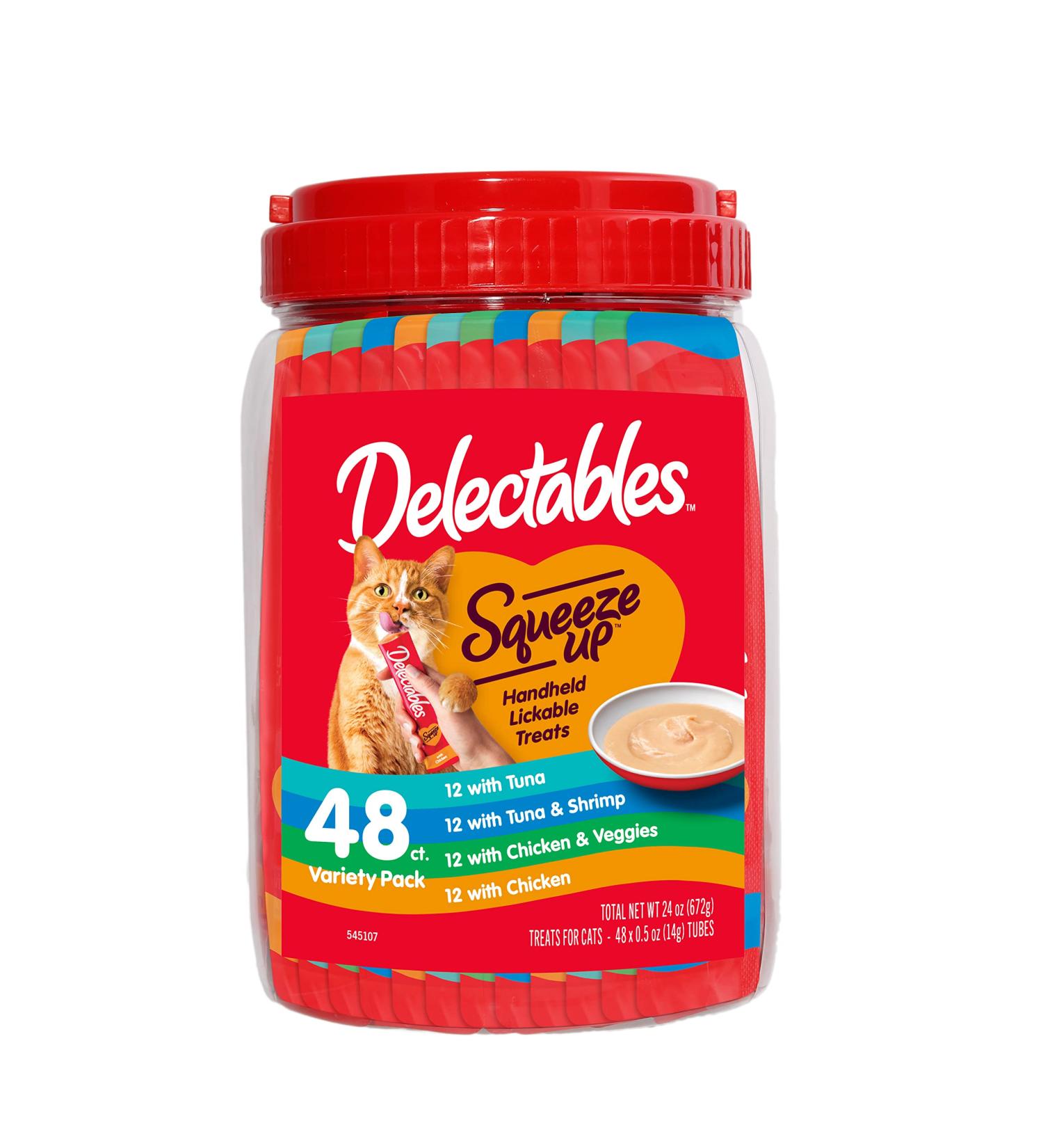 Hartz Delectables Squeeze Up Wet Cat Treats 48-Count Variety Pack for Adult & Senior Cats - 0.5 oz Each - Buy Online on GoSupps.com