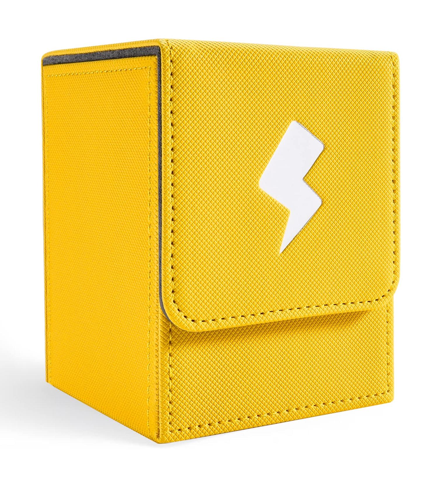 Totteri Card Deck Box with 100 Card Sleeves - Electric Yellow | Pokemon Trading Card Storage Case for 100+ Sleeved Cards | PVC-Free Card Holder for MTG/TCG - Buy Online on GoSupps.com
