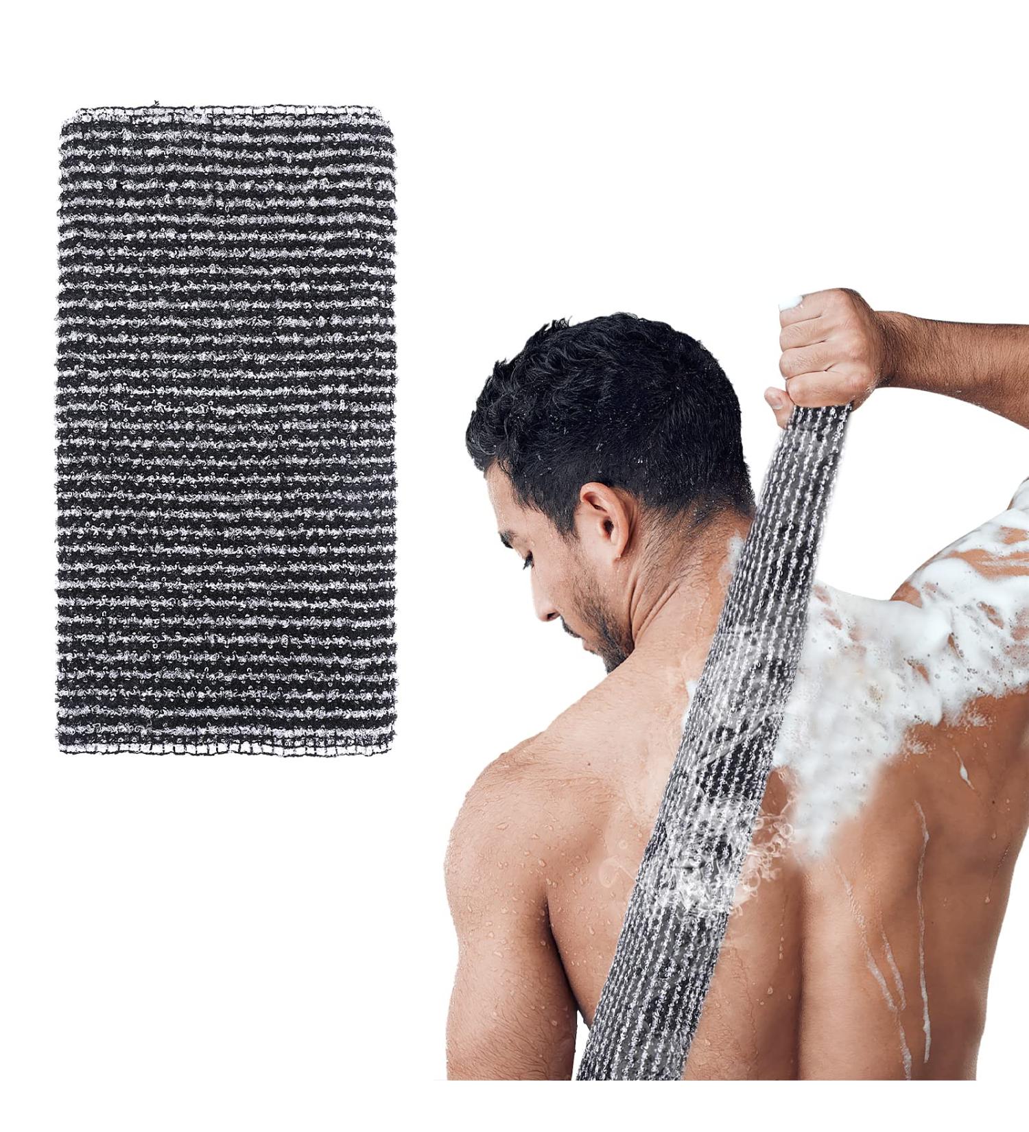 Sibba Exfoliating Body Scrubber Shower Wash | Black Loofah Net Bath Exfoliator Towel for Men and Women | Skin Care Tool - Buy Online on GoSupps.com
