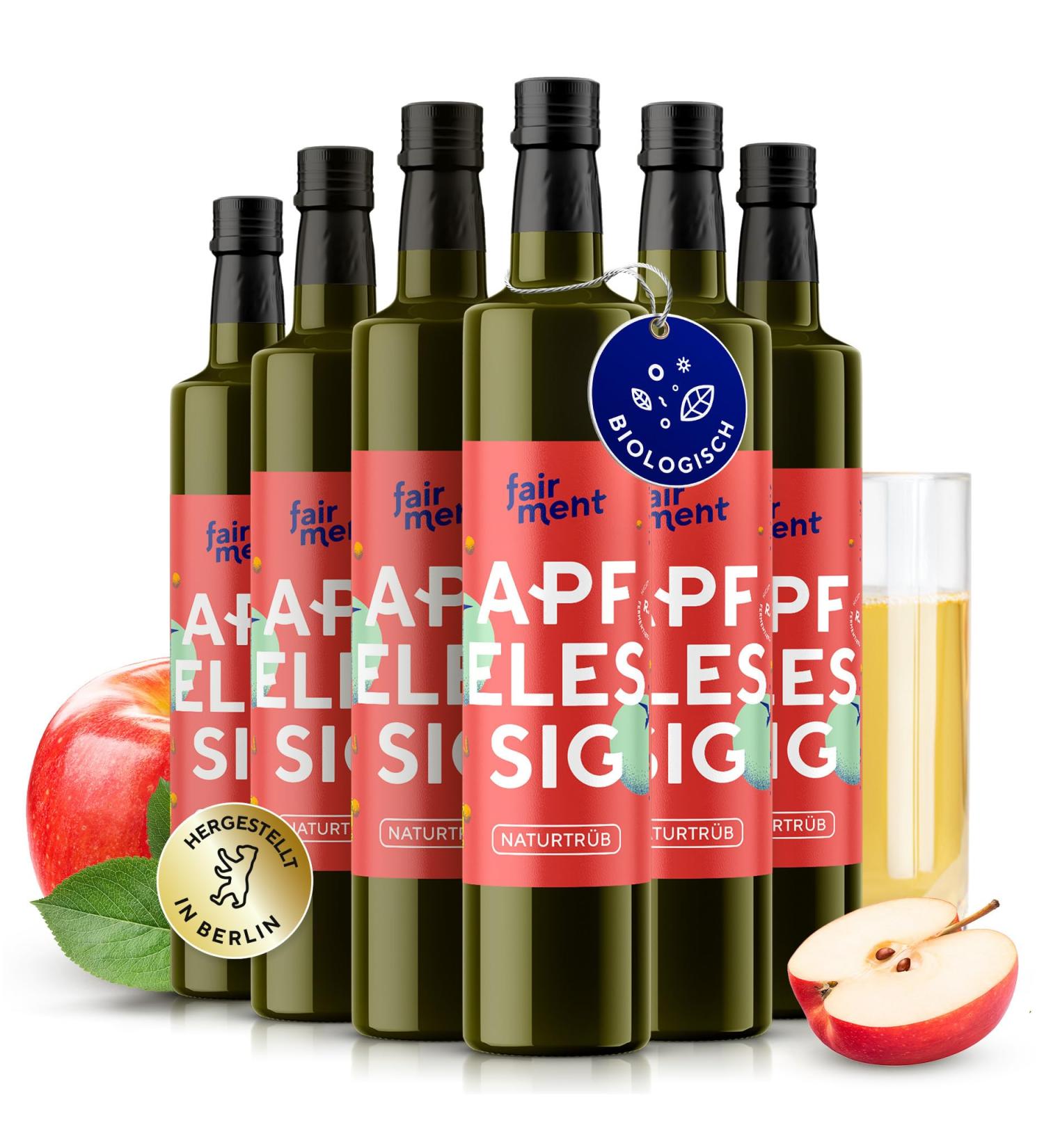 Organic Fairy Apple Cider Vinegar 3L - Unfiltered Natural & Cloudy with Mother - German Production (6x500ml) - Buy Online on GoSupps.com