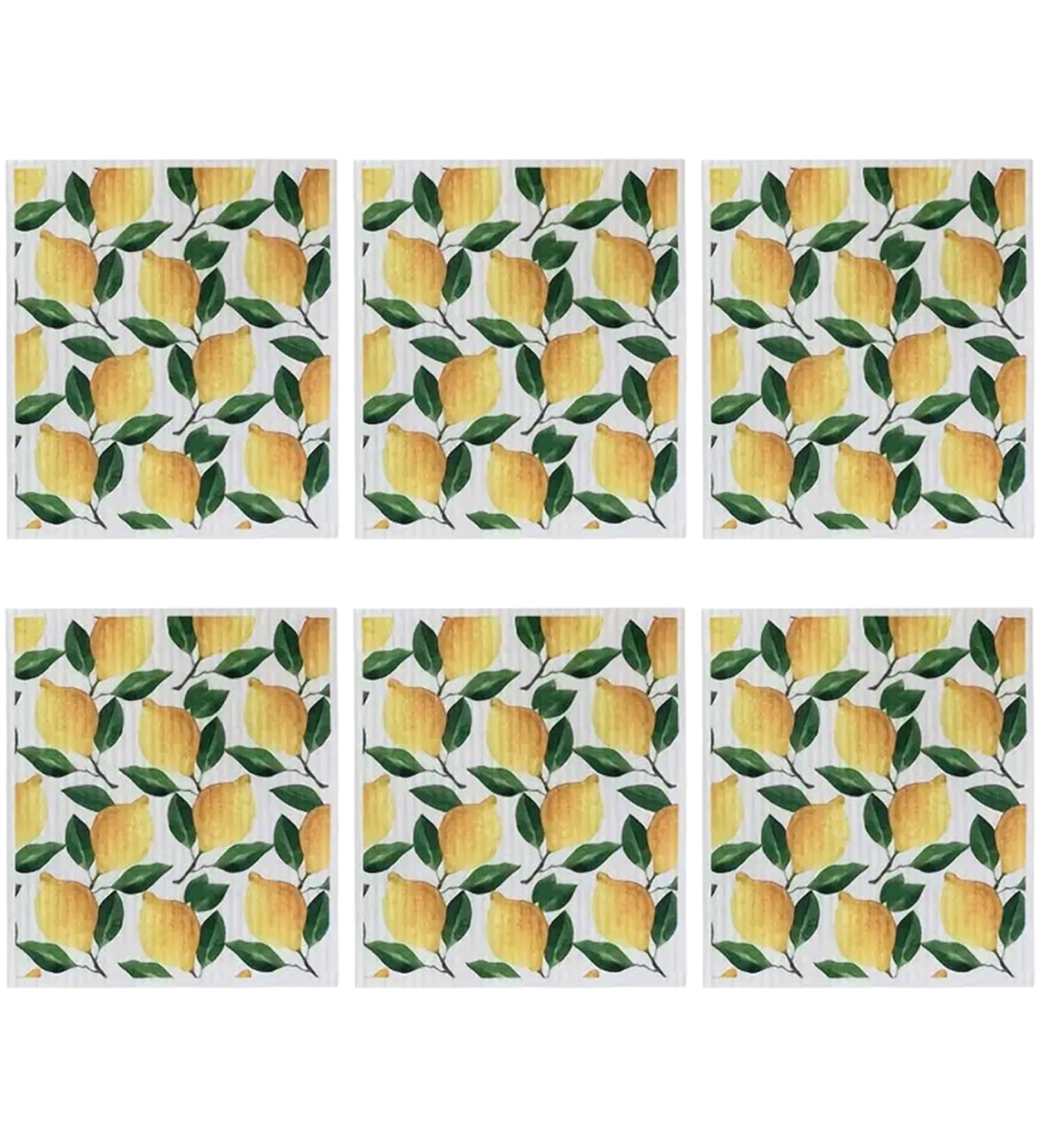 6Pcs Reusable Paper Towels Lemon Print Dish Towels for Kitchen Soft and Absorbent Dish Cloths Quick Drying Dish Rags Cleaning Supplies - Buy Online on GoSupps.com