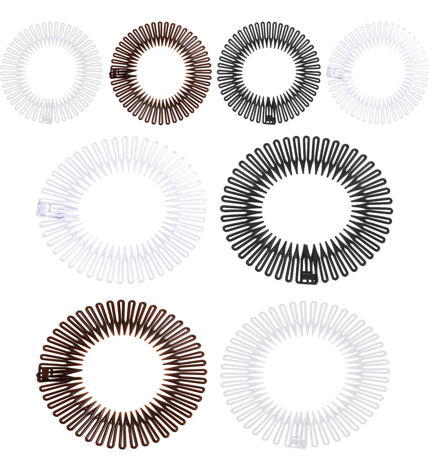 20 Pcs Flexible Circle Comb Hairband Holder for Women Girls - Black, Coffee, Clear, White | 90s Hair Accessories for Yoga Sports - Buy Online on GoSupps.com
