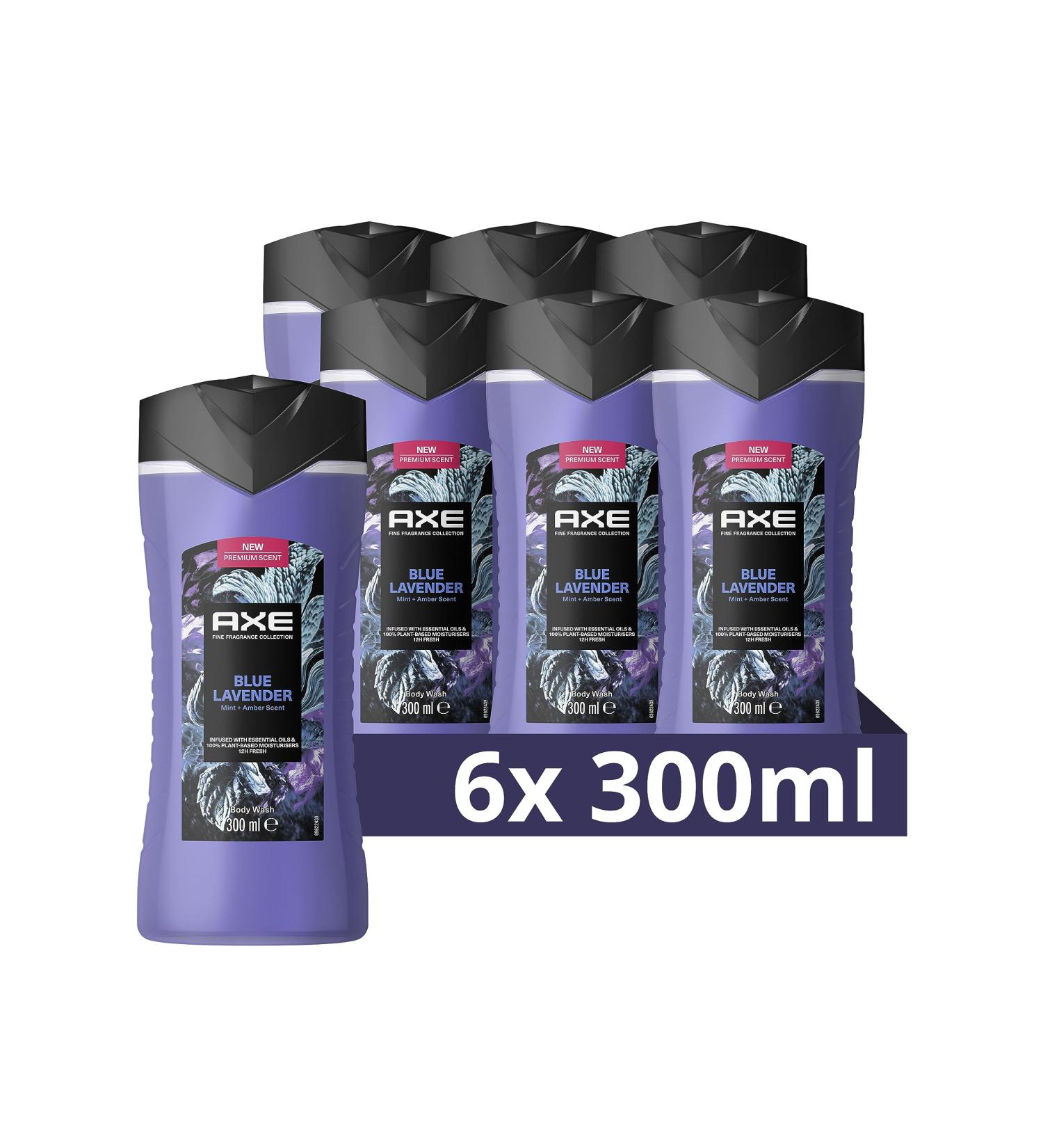 Unilever Benelux AX Fine Fragrance Collection Blue Lavender Shower Gel for 12 hours of freshness with the scent of premium perfume 6 x 300 ml Value pack - Buy Online on GoSupps.com