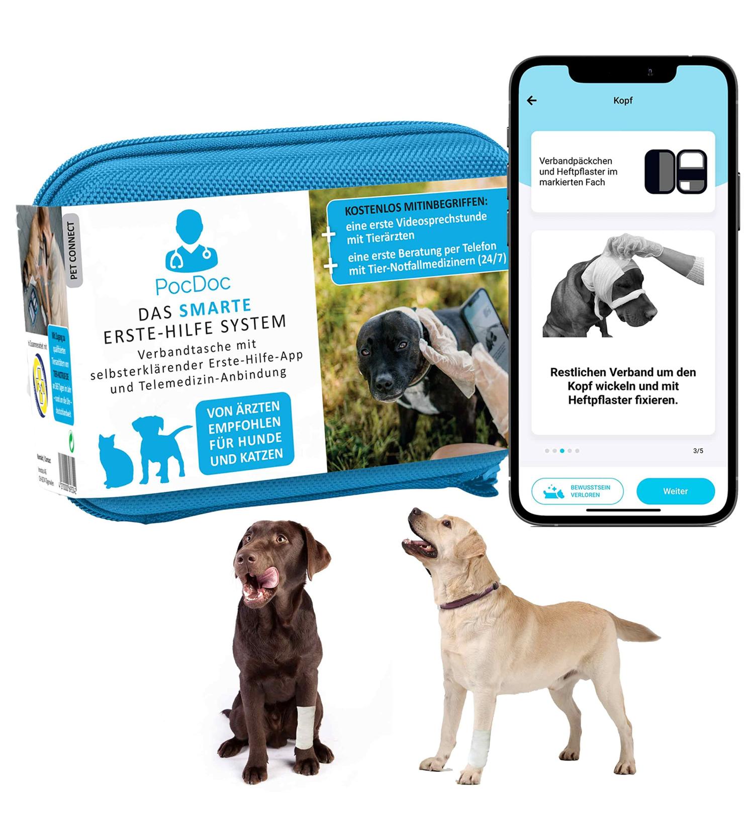 First Aid Kit for Dogs & Cats with Smart App | PocDoc Pet Connect Emergency Care Guide - Buy Online on GoSupps.com