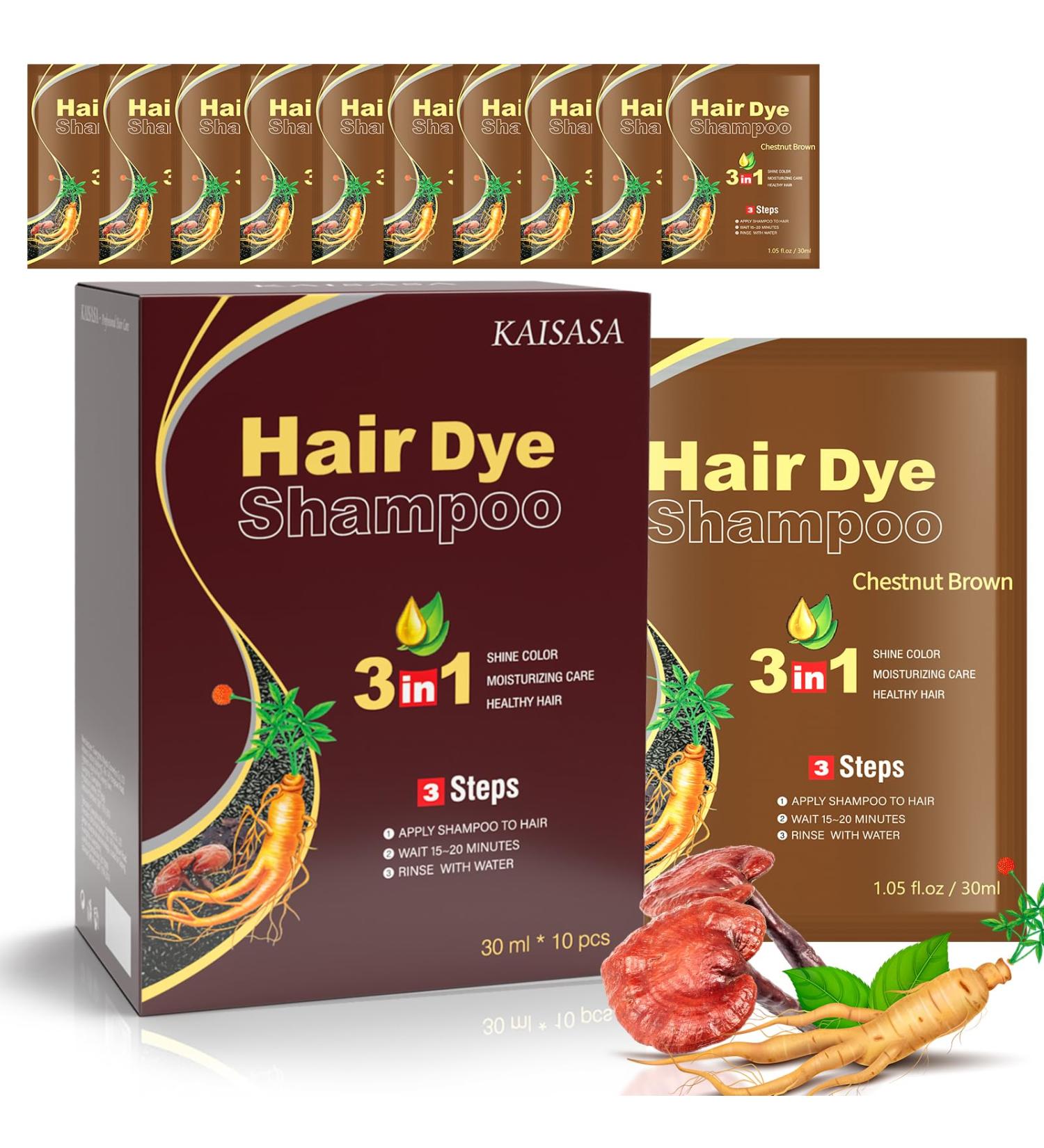 IIIMEIDU Hair color shampoo 3in1 10 pieces natural hair dye semipermanent hair color gray hair coverage chestnut brown 300 ml 1er Pack - Buy Online on GoSupps.com