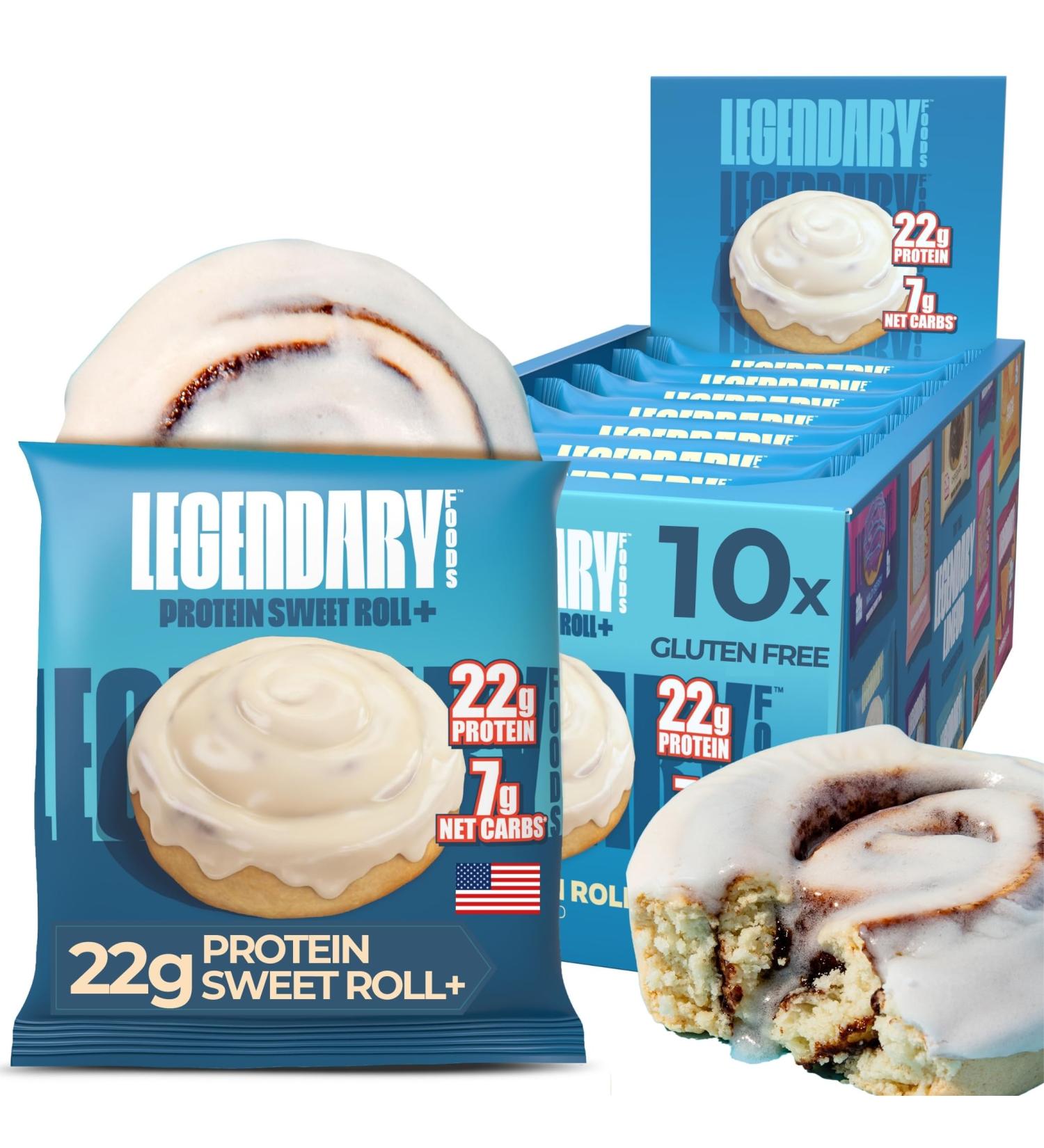 Legendary Foods Cinnamon Roll 22g Protein Bars Gluten-Free Low Carb Meal Option Sweet Zero Sugar Snack Keto-Friendly 10-Pack High Protein Pre- or Post-Workout Nutrition Bars Cinnamon Roll 10 - Buy Online on GoSupps.com