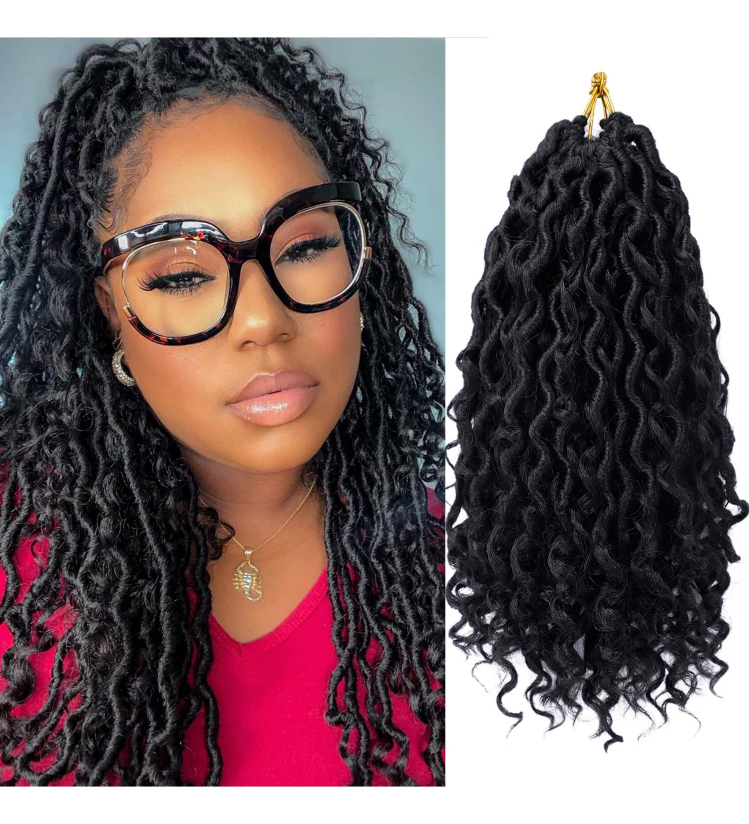 Goddess Locs Crochet Hair 10 7 Packs River Locs Boho Hippie Faux Locs Crochet Braids - Short Curly Synthetic Hair Extensions - Pre Looped for Women (1B) - Buy Online on GoSupps.com