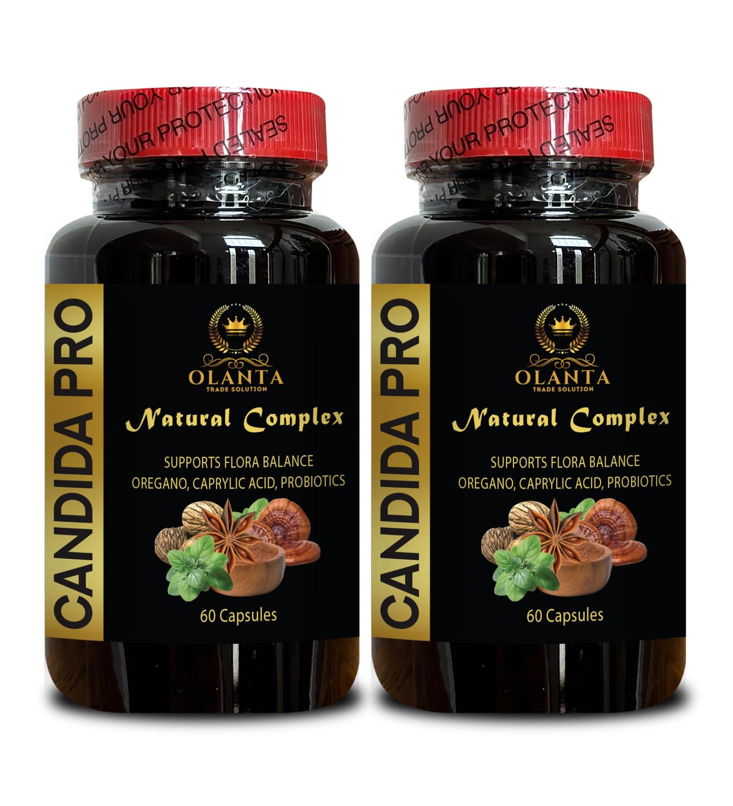 OLANTA TRADE SOLUTION Candida Support Complex - Herbal Leaf Oil of Oregano Aloe Vera Capsules Candida Support Intestinal Flora Black Walnut Wormwood for Immune Health - 2 Bottles 120 Capsules - Buy Online on GoSupps.com