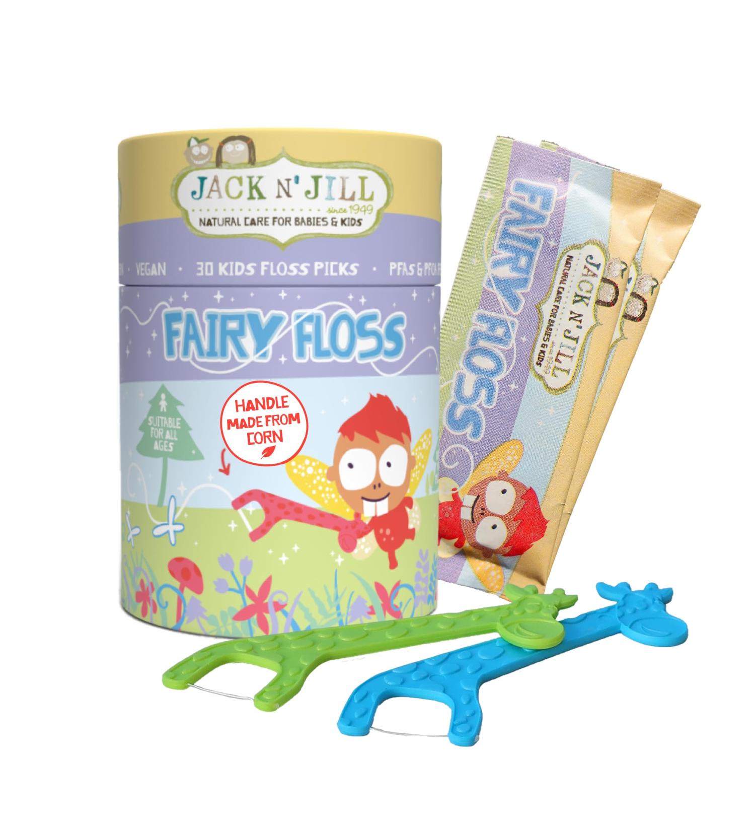 Jack N' Jill Kids Fairy Floss - Eco-Friendly Giraffe Handle Floss - 30 Pack - Easy Slide Recyclable Dental Care - Buy Online on GoSupps.com