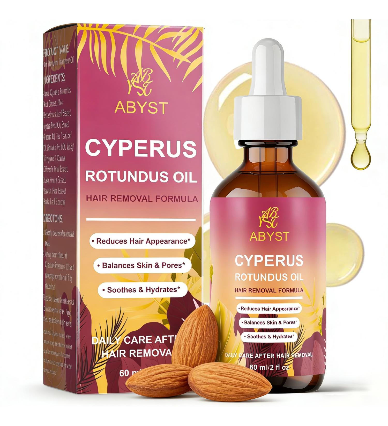 Pure Cyperus Rotundus Oil for Hair Removal Care 2 fl oz - Natural Hair Growth Inhibitor to Slow Regrowth for Face & Body Soothes Skin After Shaving & Waxing Leaves Skin Smooth (1 Pcs) - Buy Online on GoSupps.com