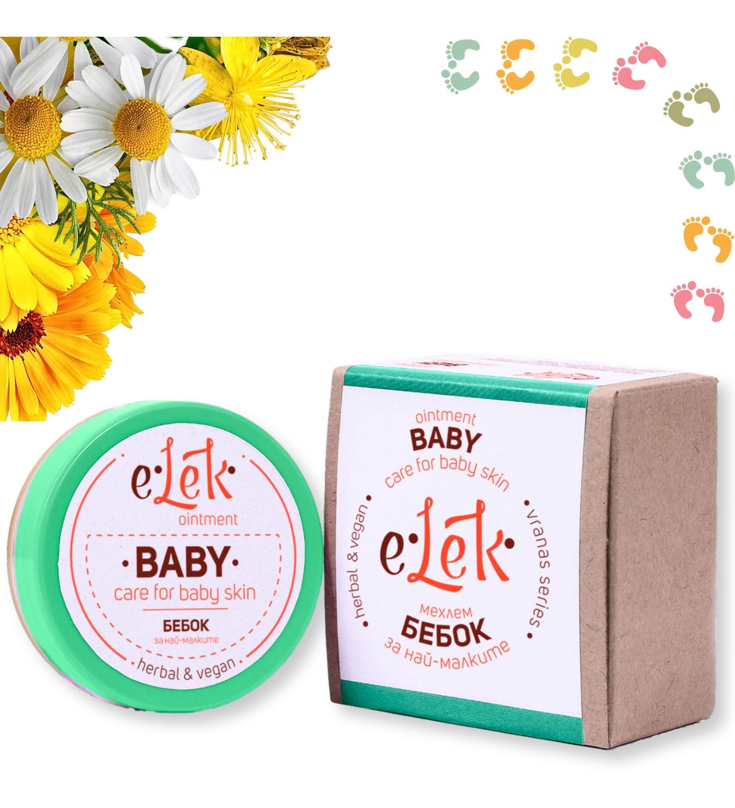 Elek Baby Herbal Ointment 20ml - Organic Hypoallergenic Diaper Cream for All Skin Types - Gentle Baby Care with Marigold & Beeswax - Buy Online on GoSupps.com