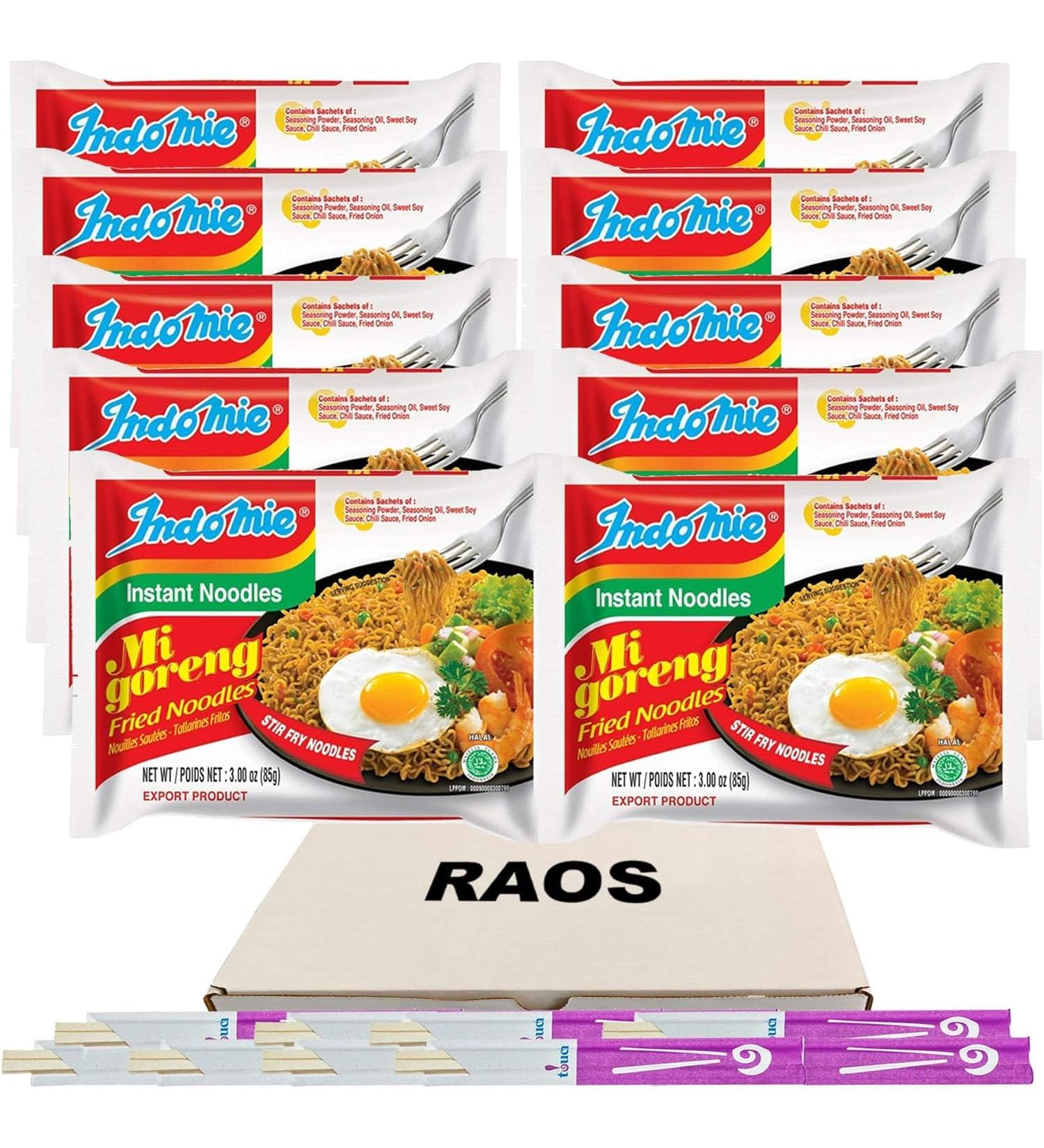 Indomie Instant Ramen Bundle with Chopsticks - RAOS ramen bundle (Indomie Original)