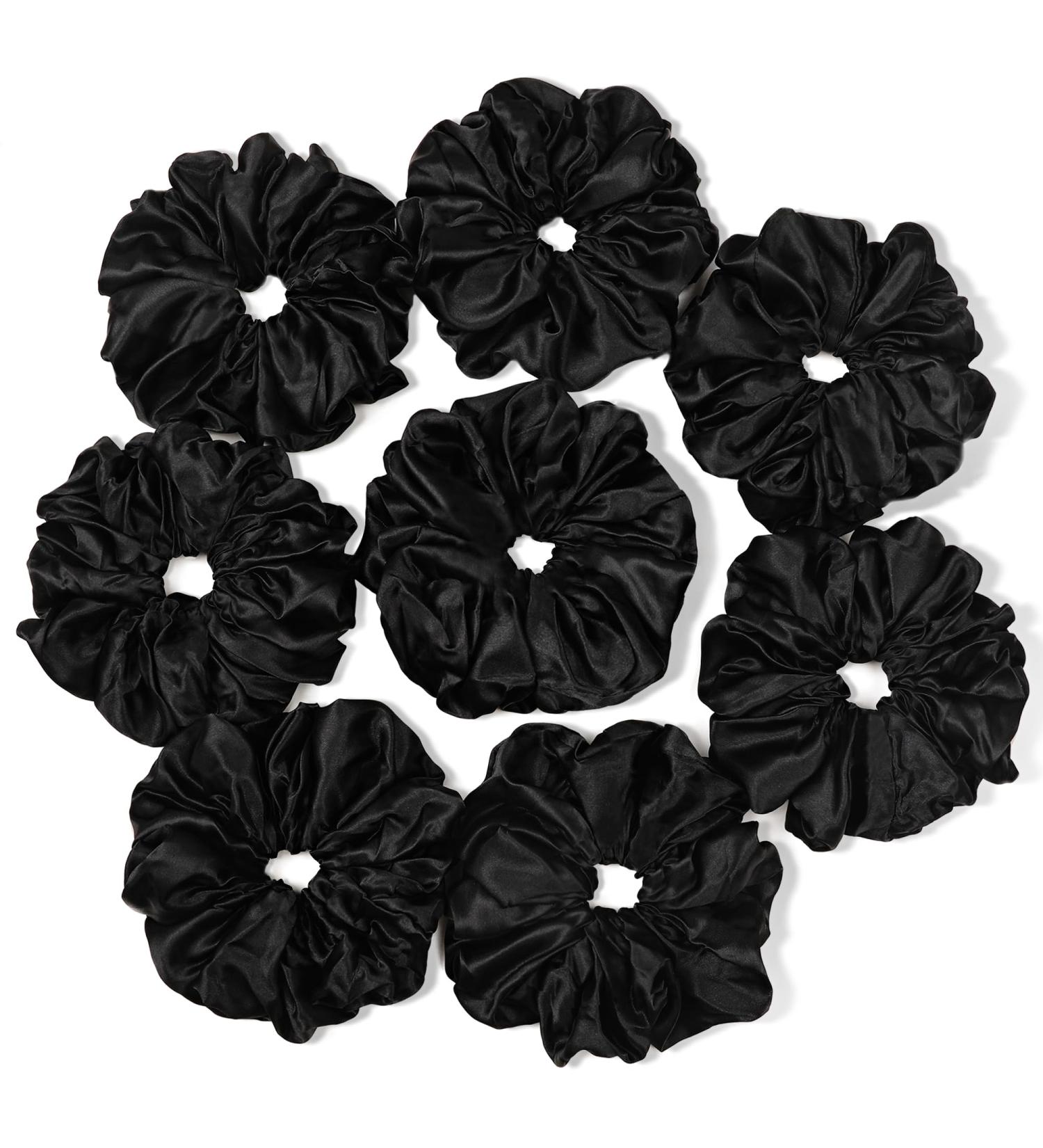 Black Scrunchies Hair Ties for Women - Big Satin Scrunchie Exra Large Jumbo Gaint Oversized Cute Scrunchy for Curl Thick Hair Ligas Para el Cabello De Mujer Decorations Hair Accessories - Buy Online on GoSupps.com