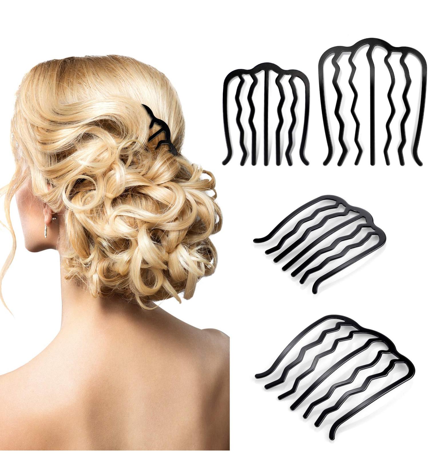 Vintage Black Hair Fork Clip Set - 4 Piece U Shape Teeth Combs for Women and Girls - Buy Online on GoSupps.com