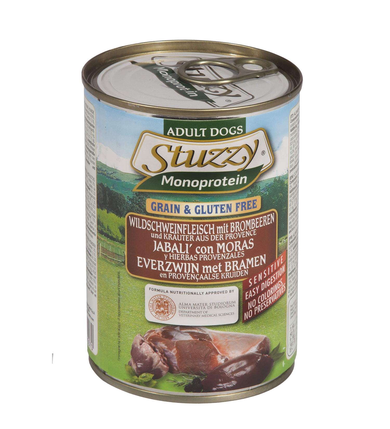 Stuzzy, Wet food for Adult Dogs with Wild Boar, single-protein pâté (6 cans of 400 g)