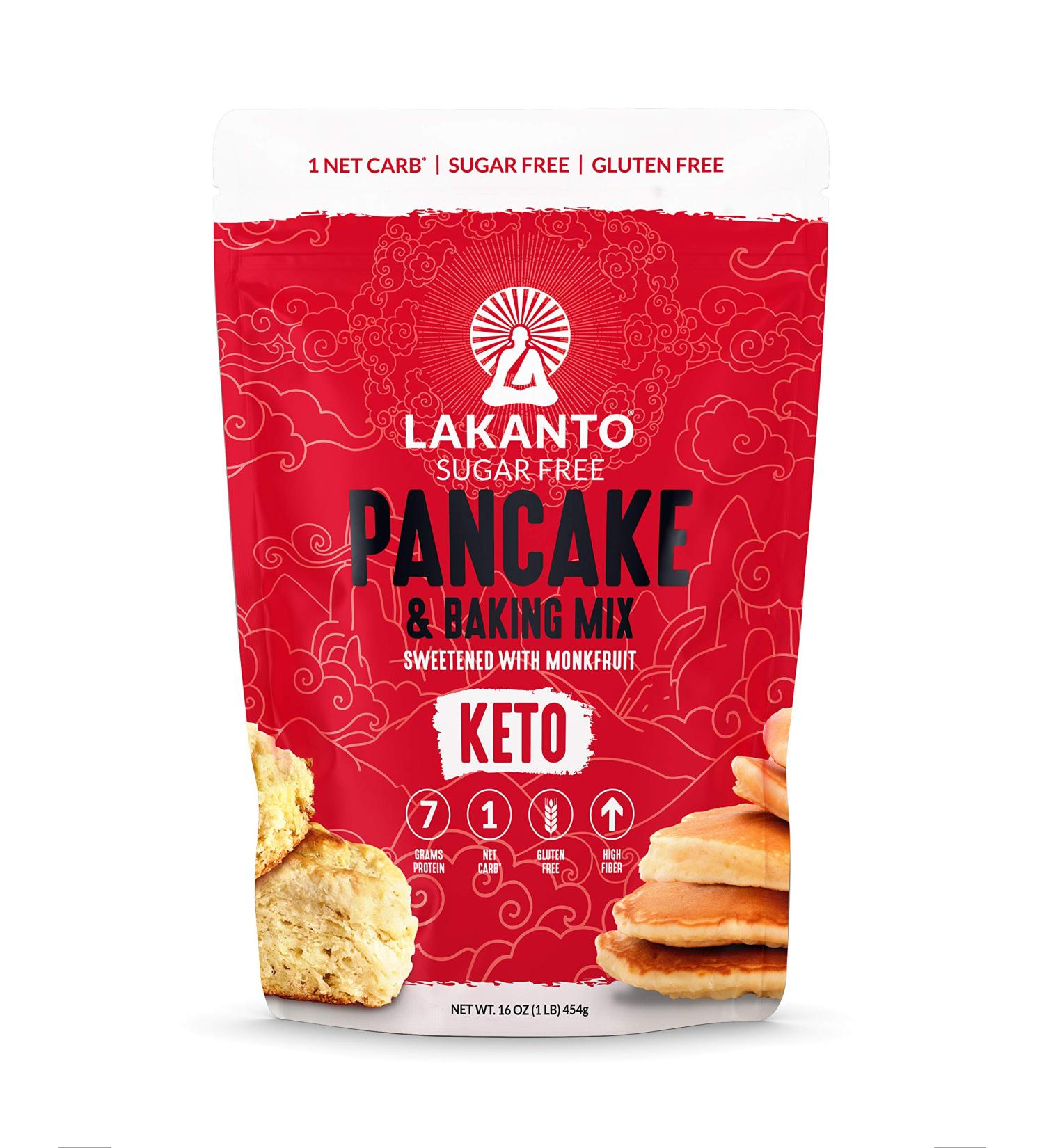 Lakanto Sugar Free Pancake and Baking Mix - Sweetened with Monk Fruit Sweetener  Keto  7g of Protein  1g Net Carbs  High in Fiber  Flapjack  Waffles  Biscuits  Easy to Make Breakfast (1 Lb) - Buy Online on GoSupps.com