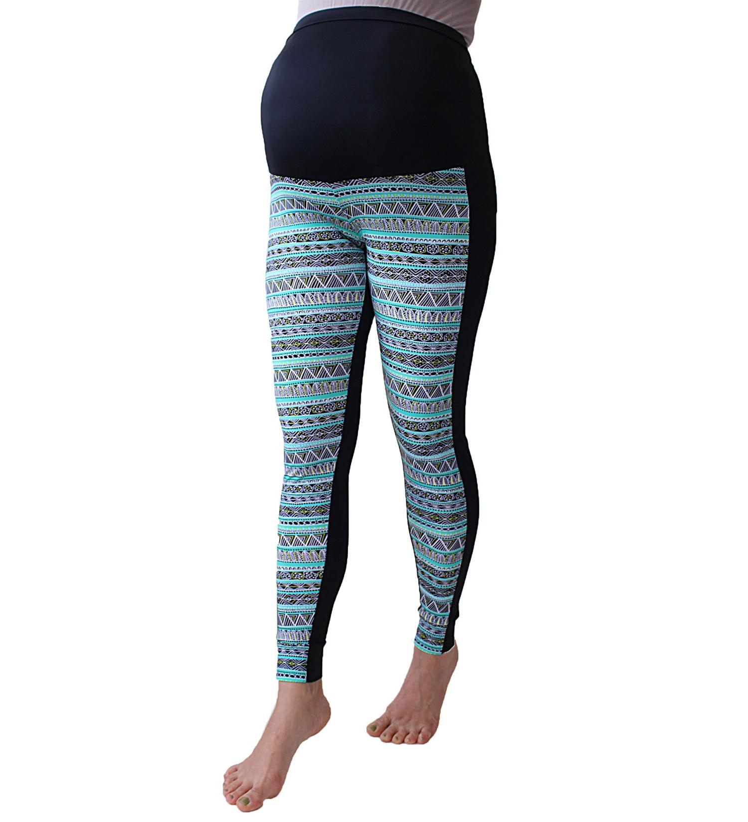 Maternity Zigzag Chevron Print Leggings | Over Bump, Non-See Through, Pregnancy Yoga Wear - L Chevron Stripes - Buy Online on GoSupps.com