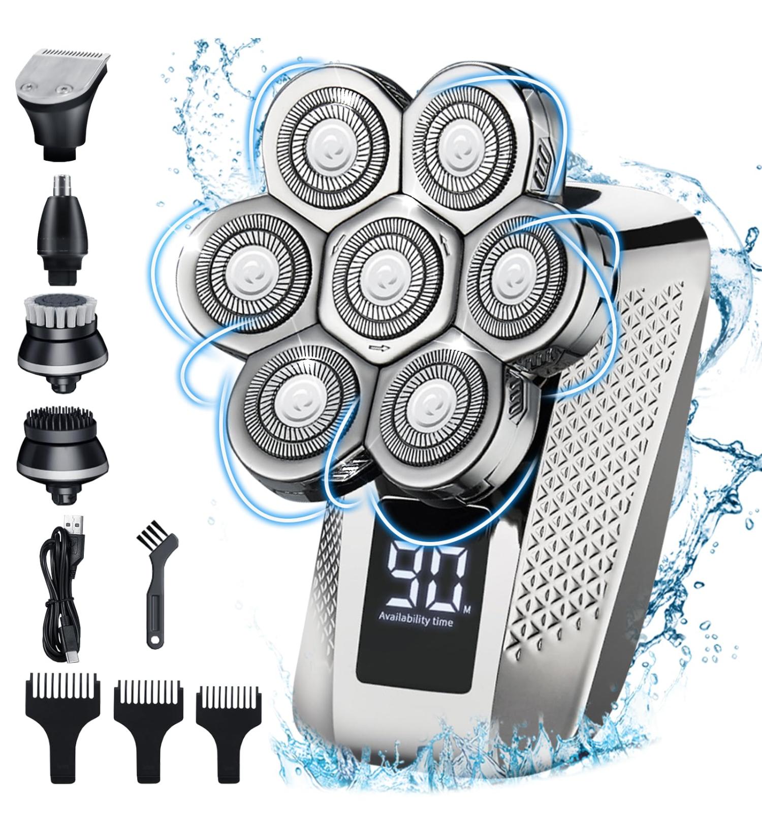 JoyGeek Head Shaver for Bald Men 7D Rechargeable Rotary Shaver 5 in 1 Waterproof Electric Razor with Nose Hair Trimmer Wet/Dry Beard Grooming Kit with LED Display & Travel Lock for Home Travel CA32 - Buy Online on GoSupps.com