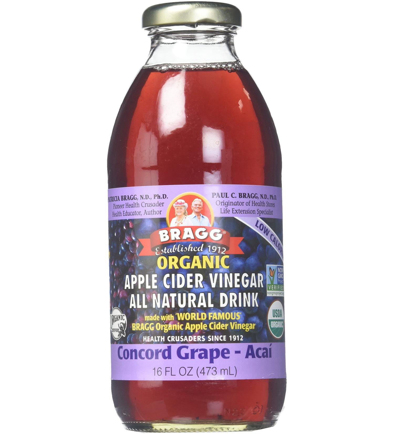 Bragg Apple Cider Grape & Acai 16oz - Pack of 12 | Organic ACV Drink - Buy Online on GoSupps.com
