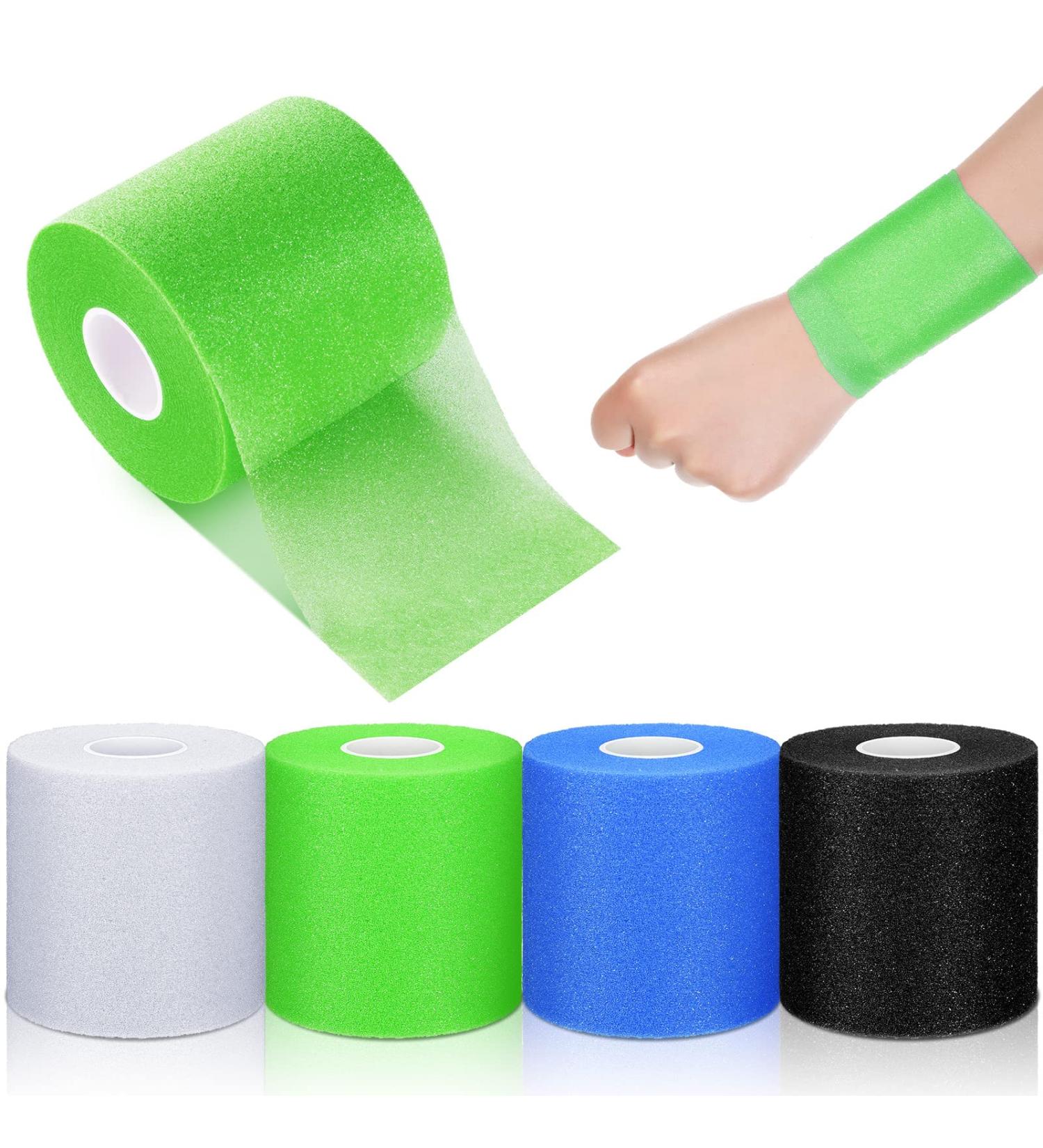 4 Pieces Foam Underwrap Athletic Foam Tape Sports Pre Wrap Athletic Tape Sports Tape for Ankles Wrists Hands Knees and Hair  2.75 x 30 Yards (Black  Blue  White  Green) - Buy Online on GoSupps.com