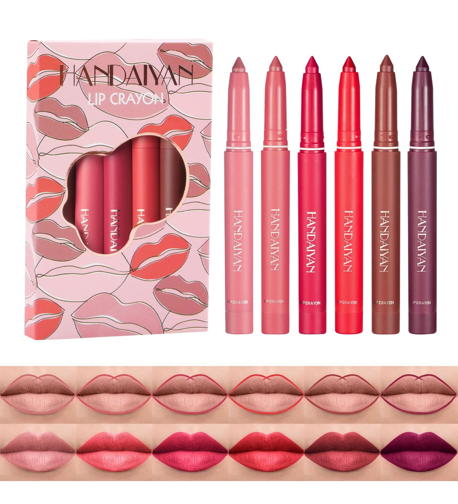Mengxin 6 Colors Lipstick Set - Matte Lip Liners Waterproof Lip Tint & Gloss - Long-Lasting Makeup in Gift Box | Perfect for Colorful Looks - Buy Online on GoSupps.com