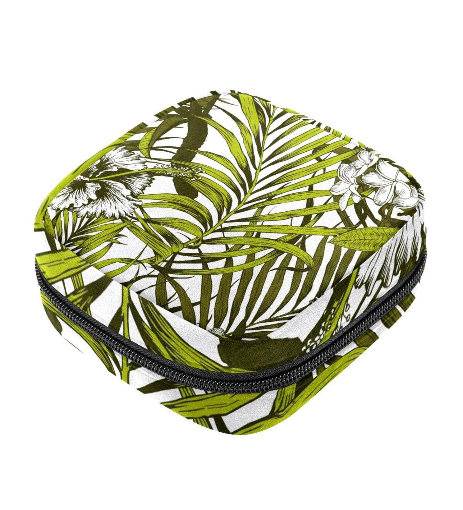  Portable Tropical Flowers Sanitary Napkin Storage Bag | Plumeria & Hibiscus Pattern Menstrual Cup Pocket for Teens & Women  - Buy Online on GoSupps.com