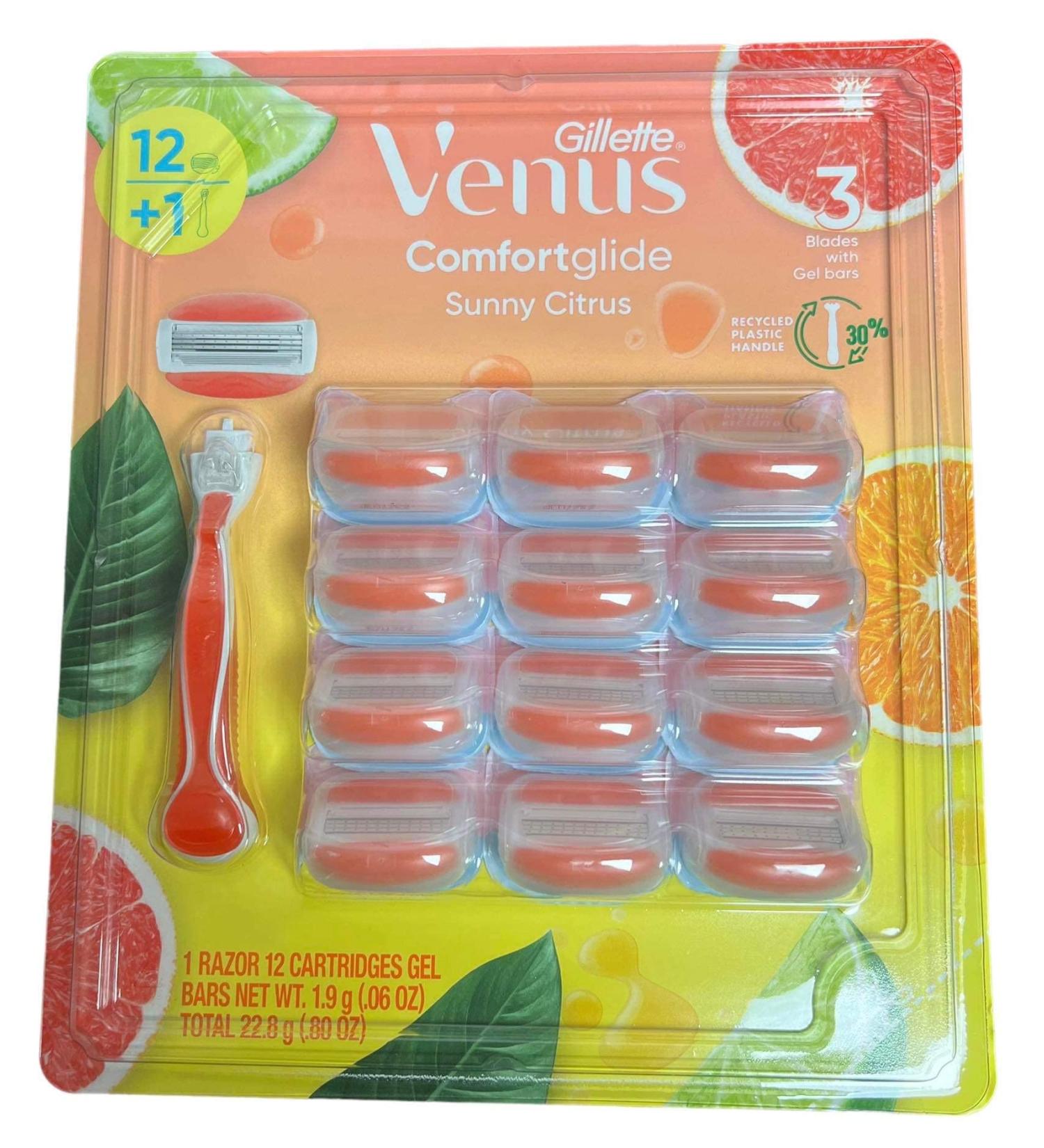 Gillette Venus Comfort Glide Sunny Citrus Women's Razor Plus 12 Blade Refills