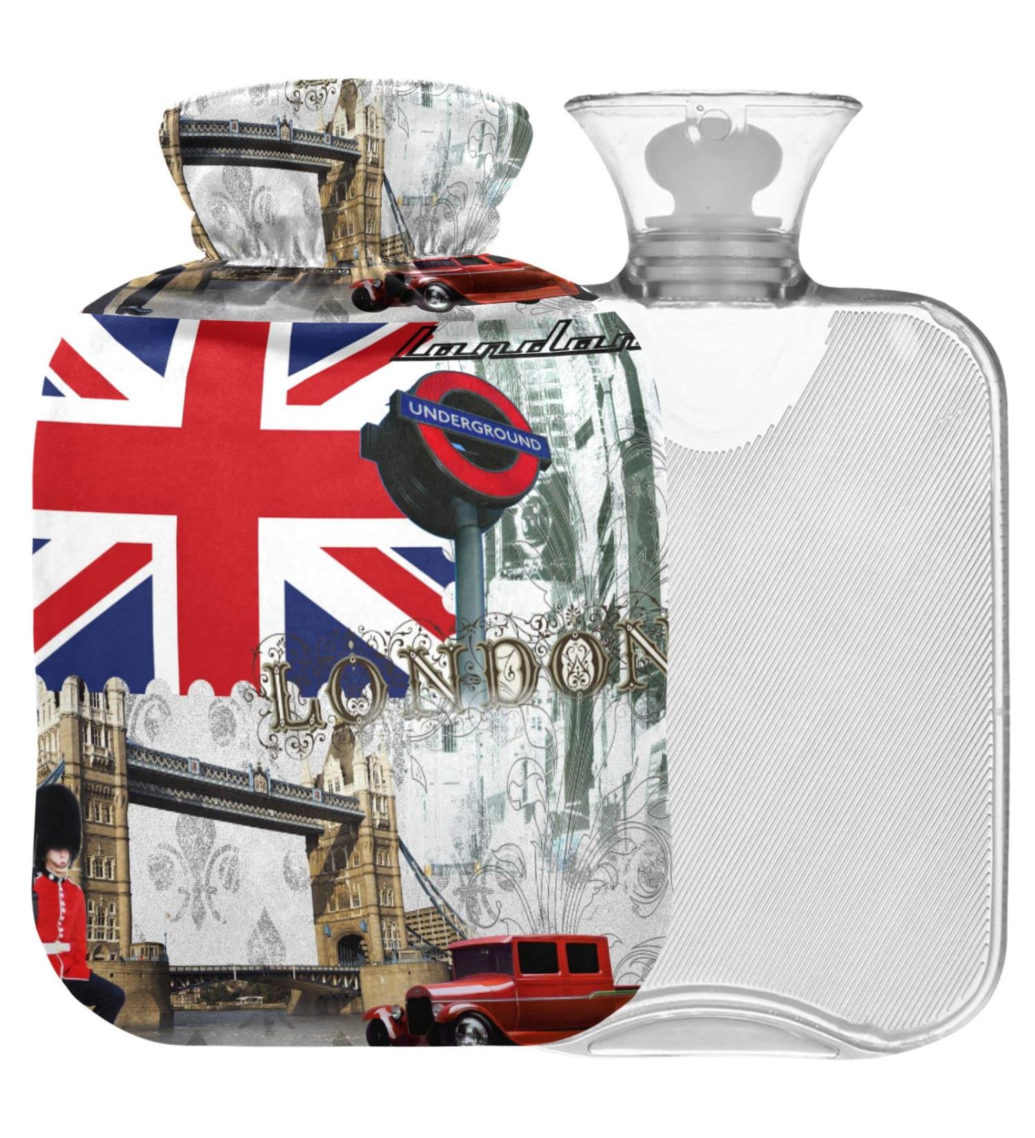 Naanle Tower Bridge London Heat Bottle - 1L Transparent Hot Water Bottle for Bed Hand & Feet Warmer Pain Relief & Cold Therapy - Buy Online on GoSupps.com