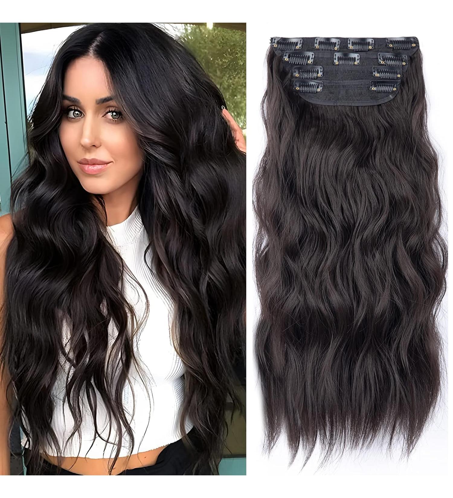 Mabufun Clip in Hair Extensions for Women Clip in Long Wavy Hair Extension 20 Inch Thick Hairpieces Fiber Double Weft Hair for Women (20 Inch Dark Brown) 20 Inch Dark Brown - Buy Online on GoSupps.com