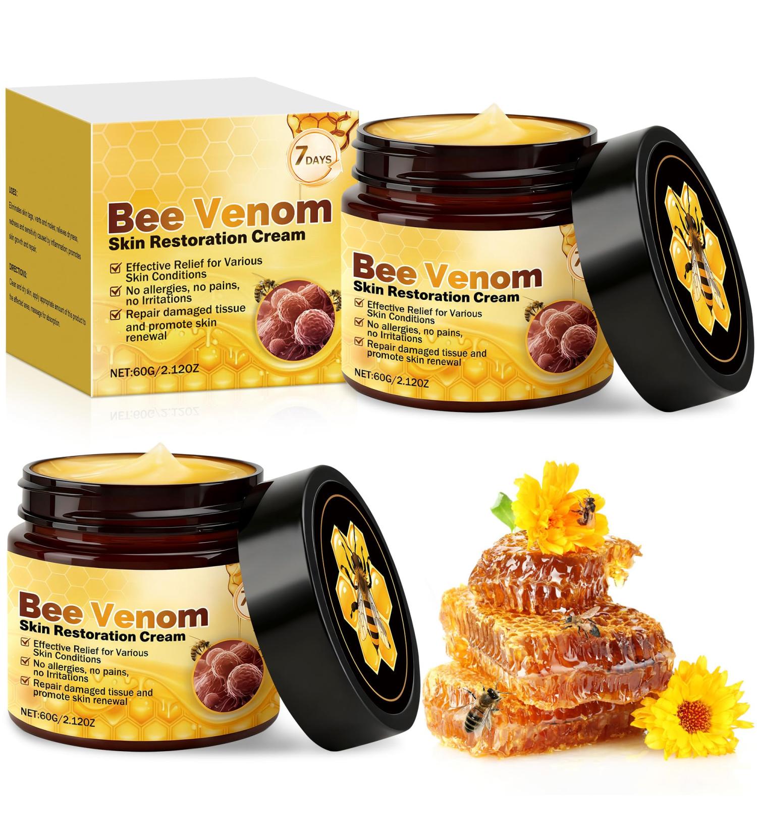 Bee Venom Facial Treatment Cream for Fine Lines & Improving Elasticity 2.12 OZ (Pack of 2) - Buy Online on GoSupps.com