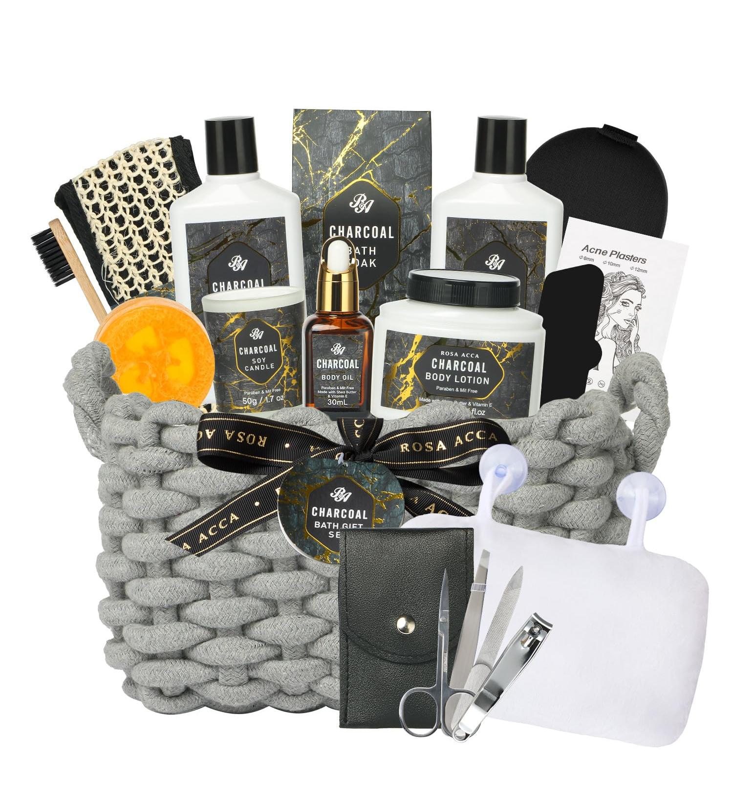 Gift Set for Men & Women 15pcs Spa Basket Set - Bamboo Charcoa - Buy Online on GoSupps.com