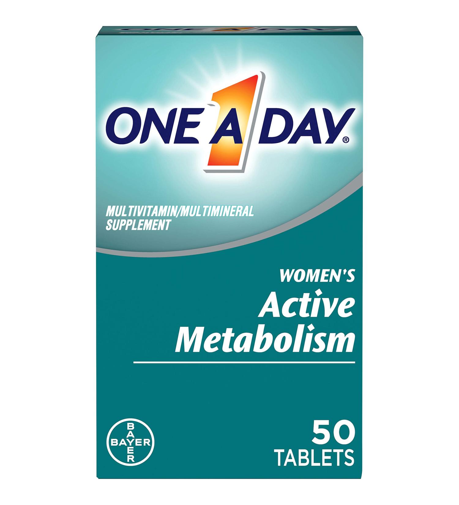 One A Day Women's Active Metabolism Multivitamin Supplement | Supports Immune Health with Vitamin A, C, D, E, Zinc | Includes Iron, Calcium, Folic Acid | 50 Count - Buy Online on GoSupps.com
