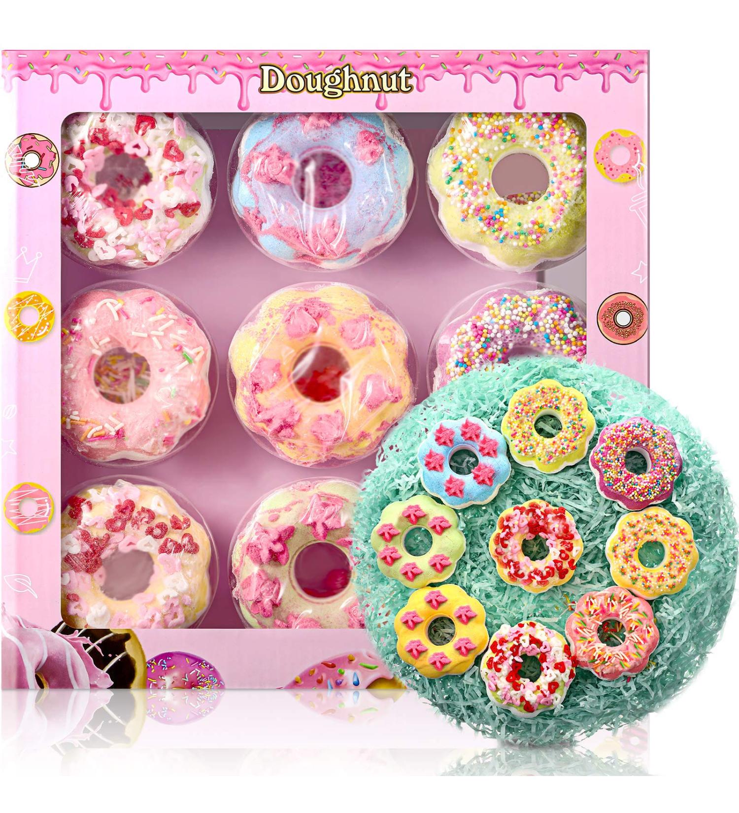9-Piece Donut Bath Bomb Set with Essential Oils - Perfect for Dry Skin and Ultimate Spa Experience - Ideal for Birthdays, Anniversaries, Valentine's Day and More - Buy Online on GoSupps.com